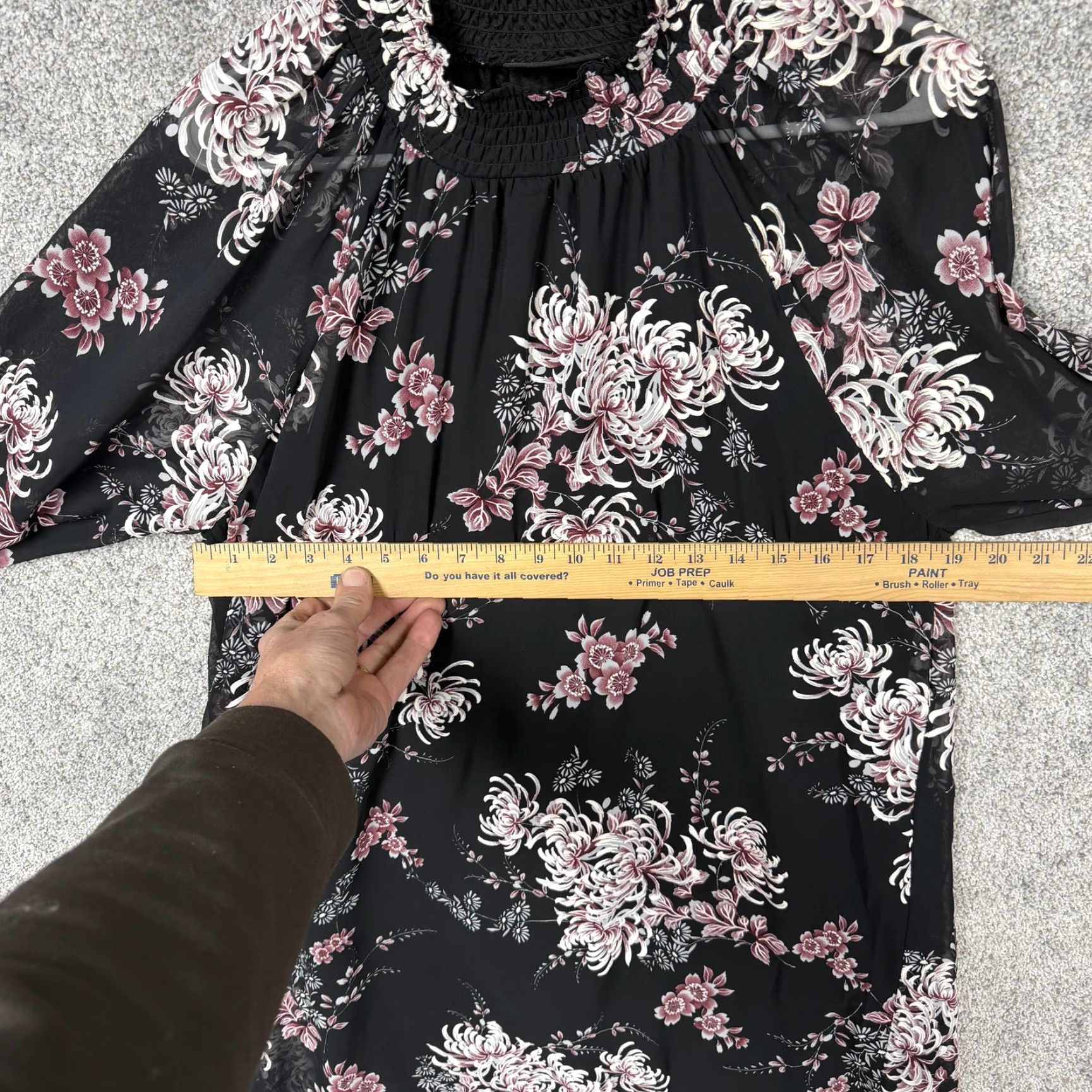Vintage Nina Leonard Dress 1X Plus Smocked Dark Floral Romantic Chiffon Bohemian Gothic Whimsigoth Size XL / US 12-14 / IT 48-50 - 3 Thumbnail