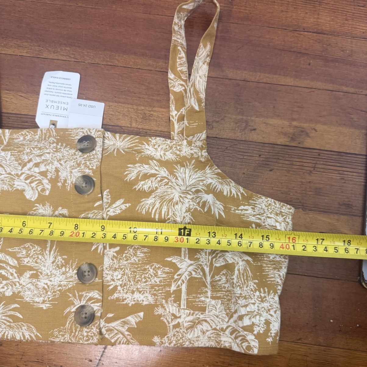 American Eagle Outfitters American Eagle Outfitters Mustard Floral Button-Front Crop Size S / US 4 / IT 40 - 6 Thumbnail