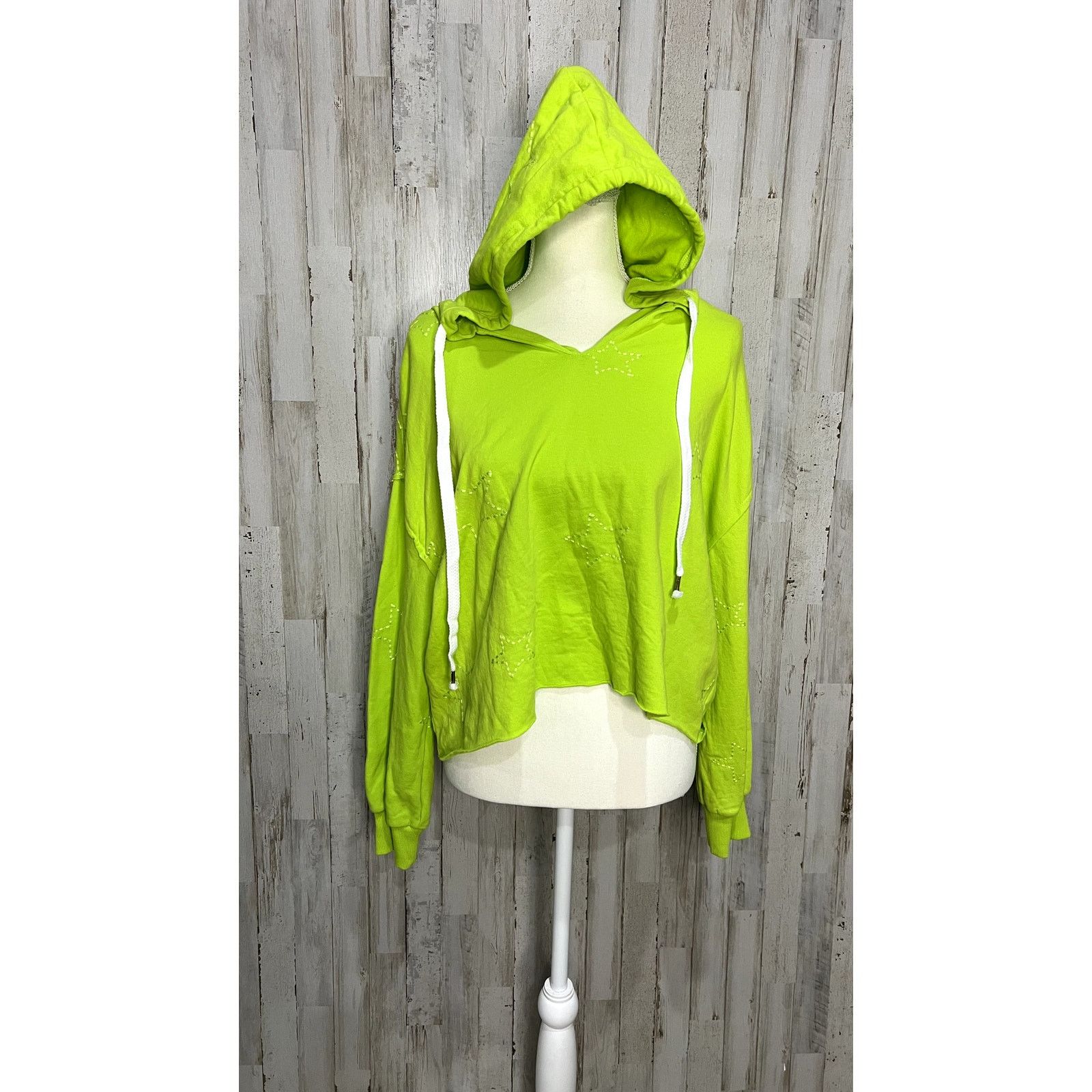 Anthropologie Saturday Sunday Women's Small Green Cropped Oversized Hoodie Size S / US 4 / IT 40 - 2 Thumbnail