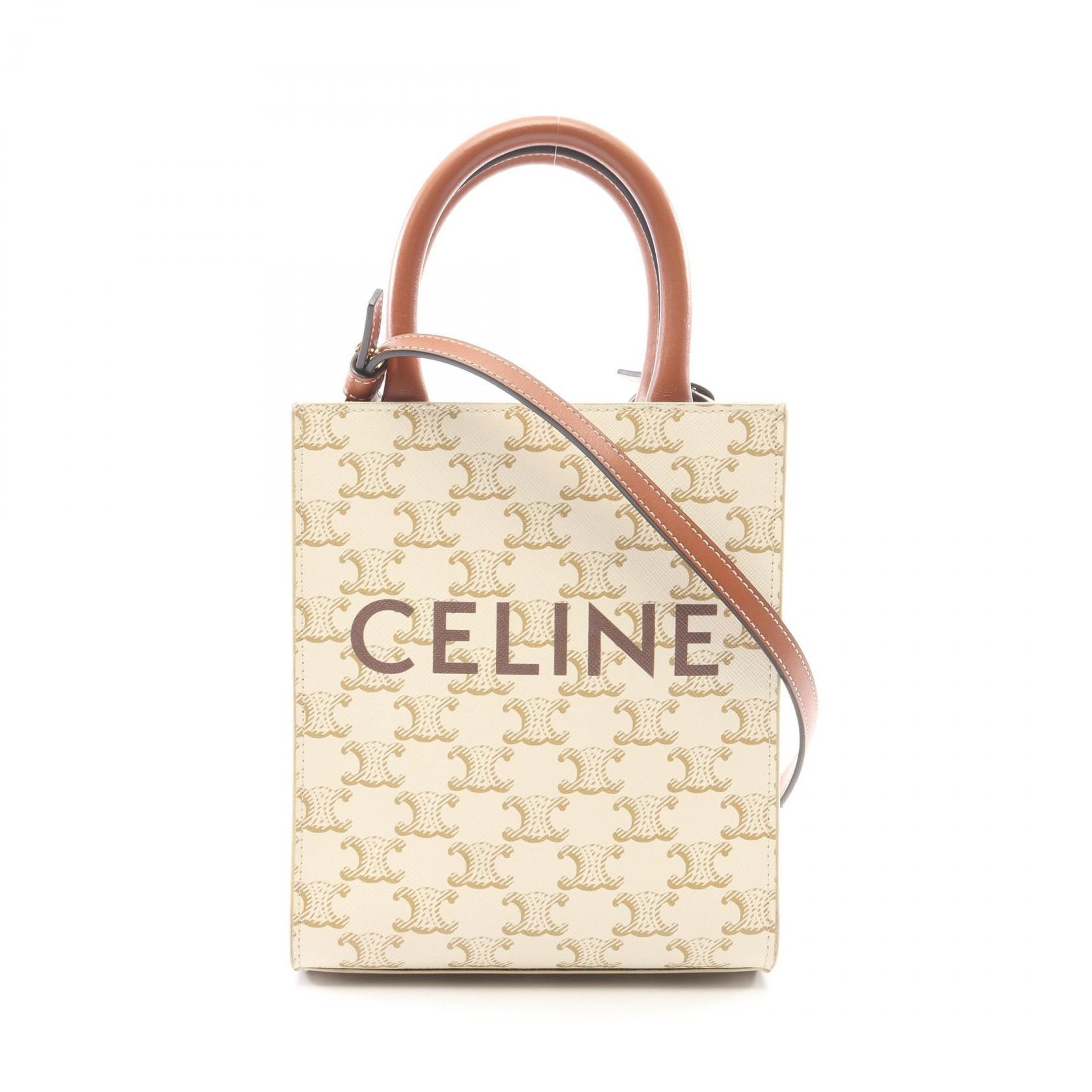Celine Celine CELINE Mini Vertical Cabas Triomphe PVC Coated Canvas Leather 2way Handbag Textile Handbag 194372 DUTY FREE for USA Size ONE SIZE - 1 Thumbnail