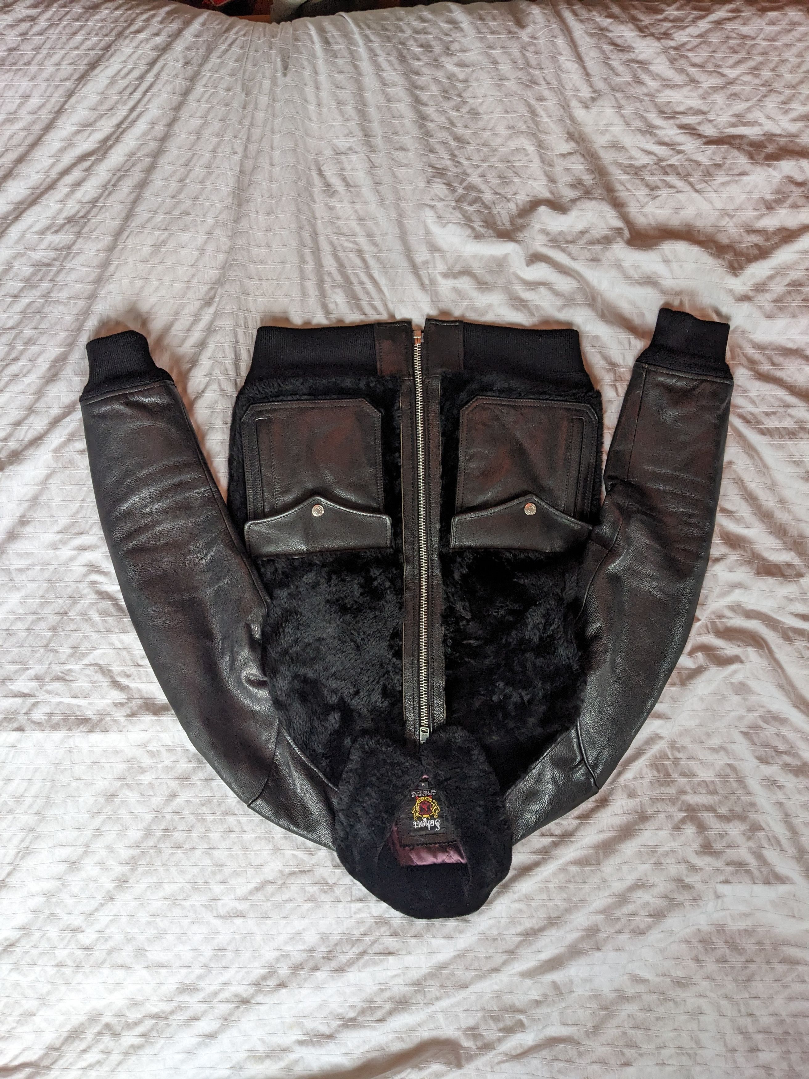 Schott Black schott leather shearling aviator flight jacket medium Size US M / EU 48-50 / 2 - 3 Thumbnail