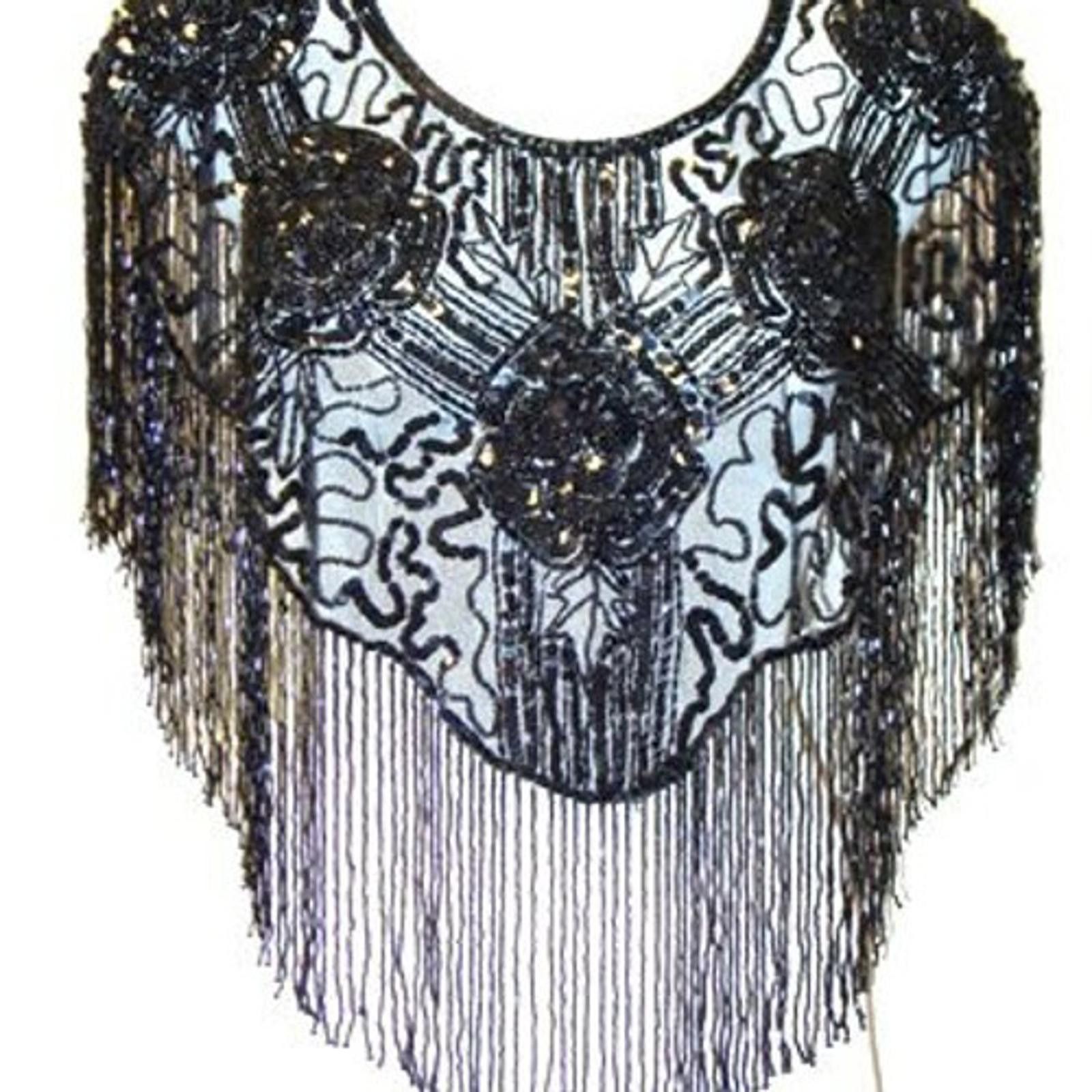 Designer Sequin Shawl/Wrap with Fringes Black Size ONE SIZE - 1 Preview