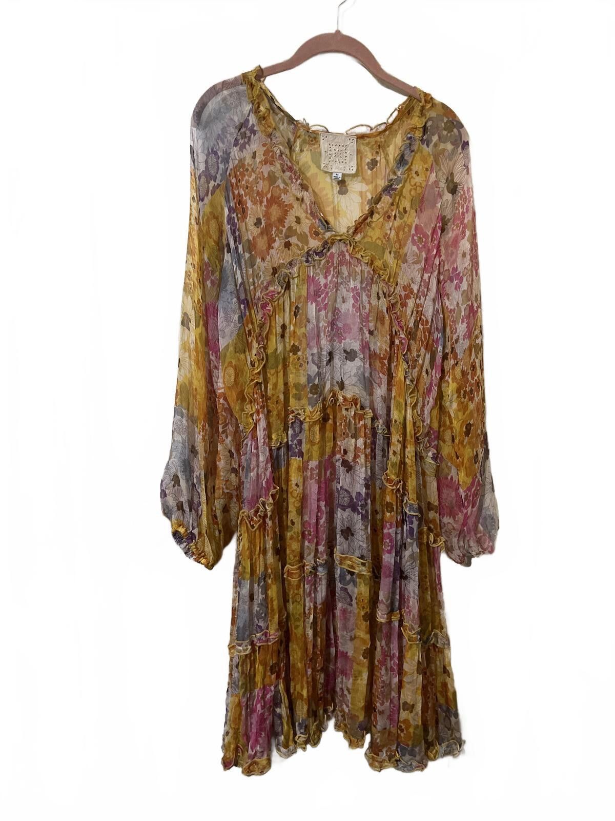 Other Johnny Was Jade Floral Print Boho Dress M sheer cottagecore Size M / US 6-8 / IT 42-44 - 2 Thumbnail