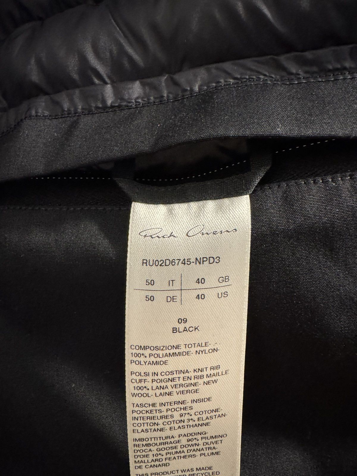 Rick Owens Rick Owen's Turtle Cropped Puffer Jacket black BLACK Size US M / EU 48-50 / 2 - 4 Thumbnail