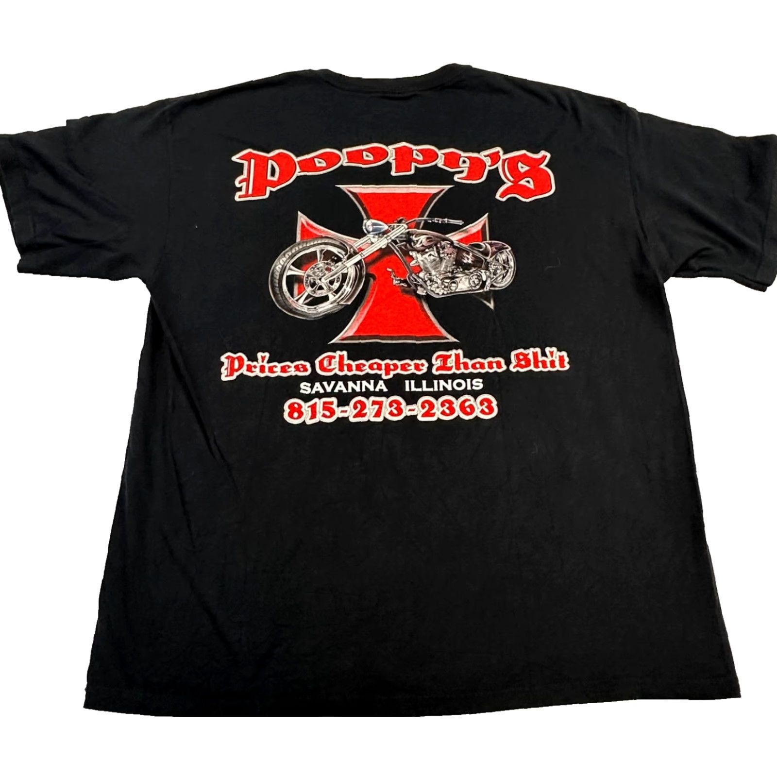 Gildan VINTAGE I Got Wiped At Poopy's Cycles Mens XL Prices Cheaper Than Sh*t Motorcycle Tee Size US XL / EU 56 / 4 - 6 Thumbnail