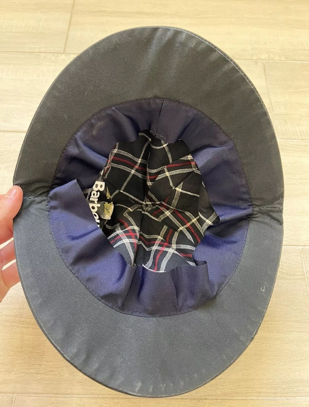 Barbour × Vintage VTG Men's Barbour Waxed Navy Blue Waterproof Hat Size ONE SIZE - 3 Thumbnail