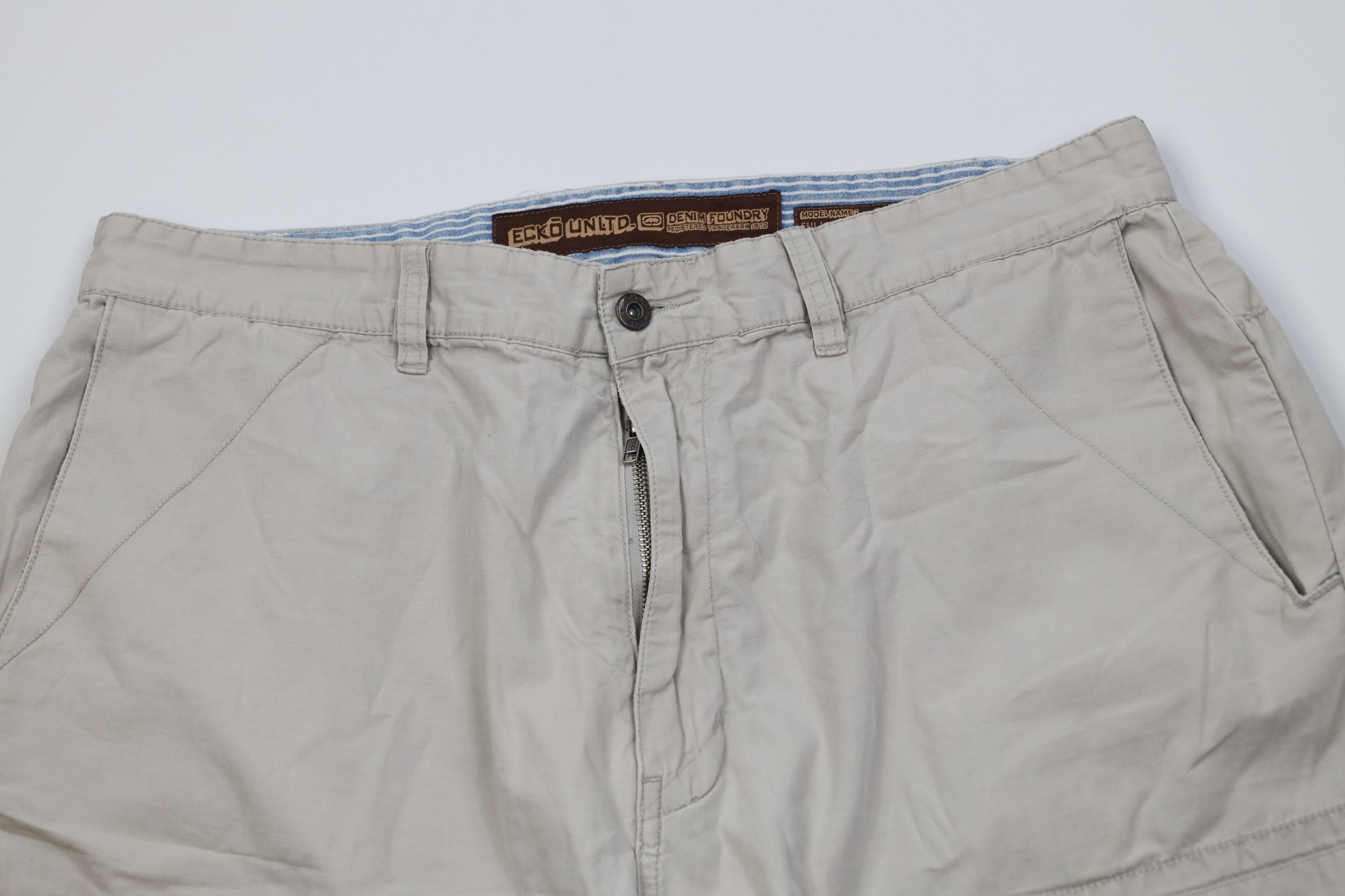 Ecko Unltd. Vintage 90s Y2K Ecko Baggy Ripstop Cargo Shorts Beige Cotton Size US 38 / EU 54 - 2 Thumbnail