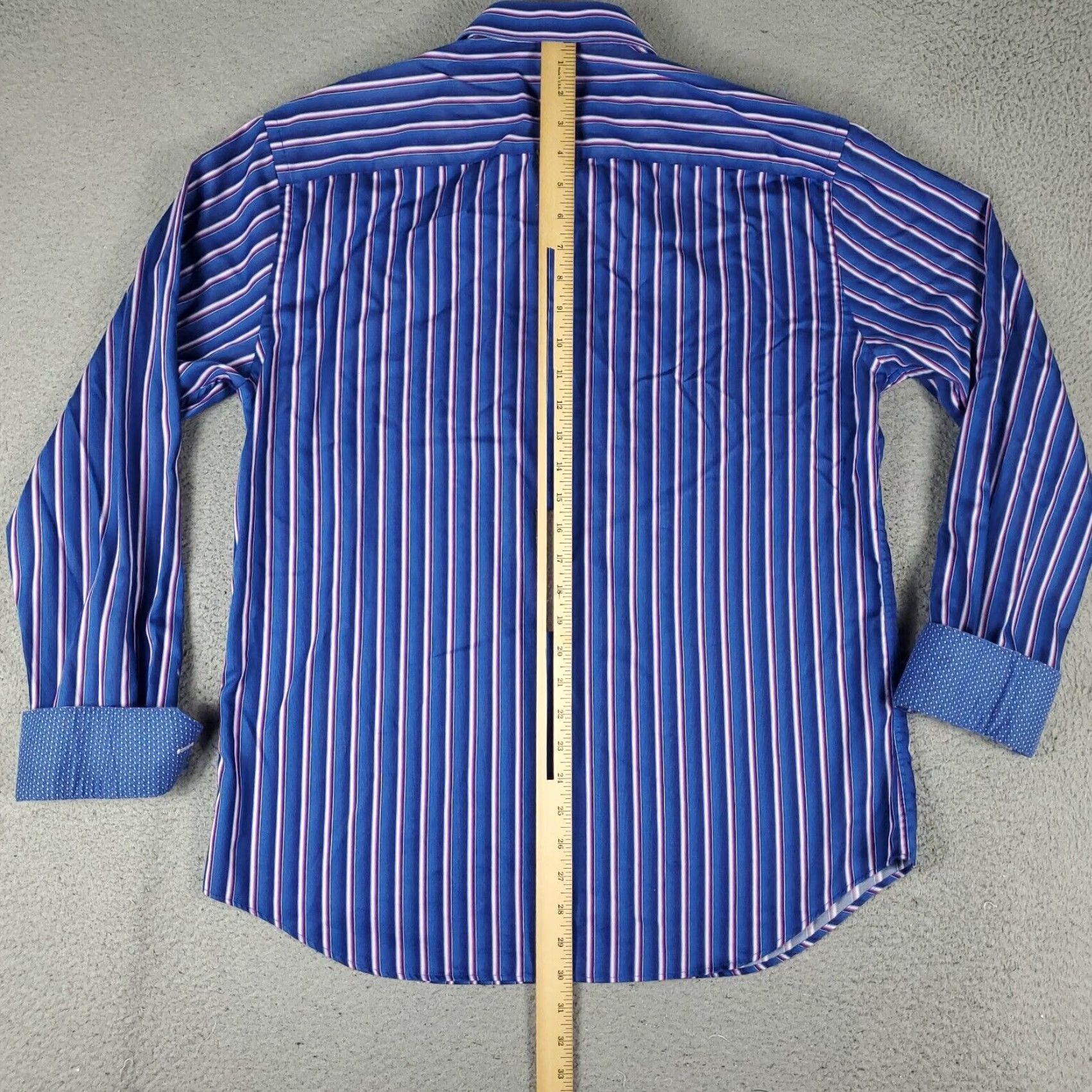 BUGATCHI Bugatchi Shirt Mens Large Blue Striped Shaped Fit Button Up Long Sleeve Size US L / EU 52-54 / 3 - 5 Thumbnail