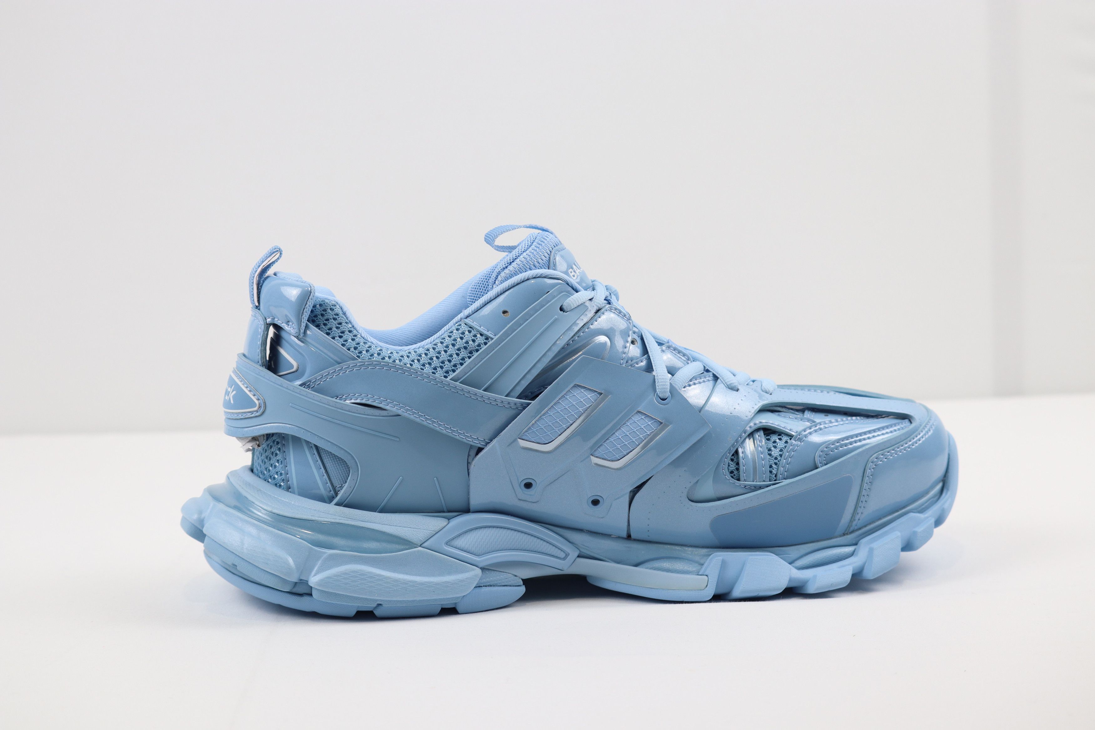 Balenciaga o1rshd10124 Metal Mesh Rubber Track Sneaker in Light Blue Size US 12 / EU 45 - 3 Thumbnail