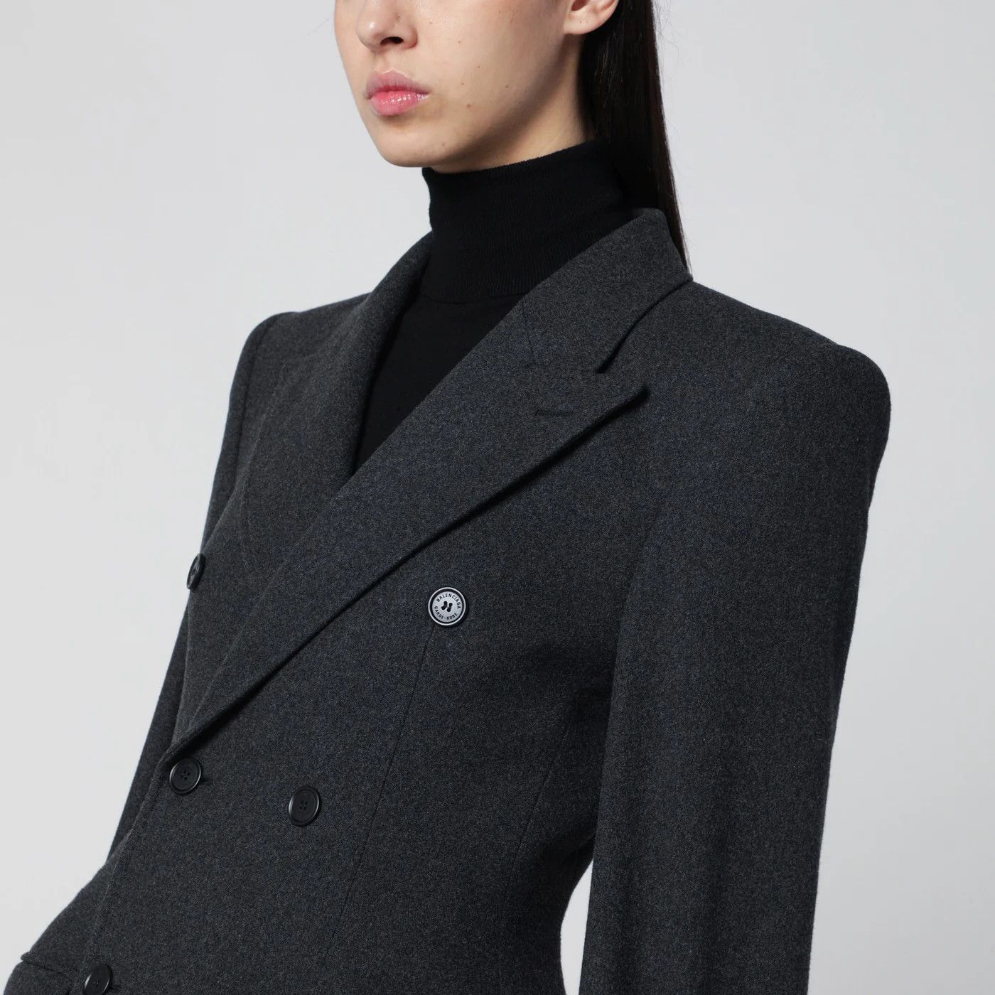 Balenciaga o1d2blof0426 Double-Breasted Cashmere Jacket in Grey Size M / US 6-8 / IT 42-44 - 4 Thumbnail