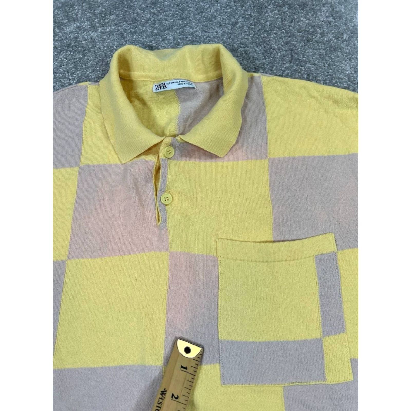 Zara Zara Polo Shirt Mens Small Yellow Cotton Knit * User: Zara Polo Shirt Mens Small Yellow Check Cotton Knit * Size US S / EU 44-46 / 1 - 5 Thumbnail