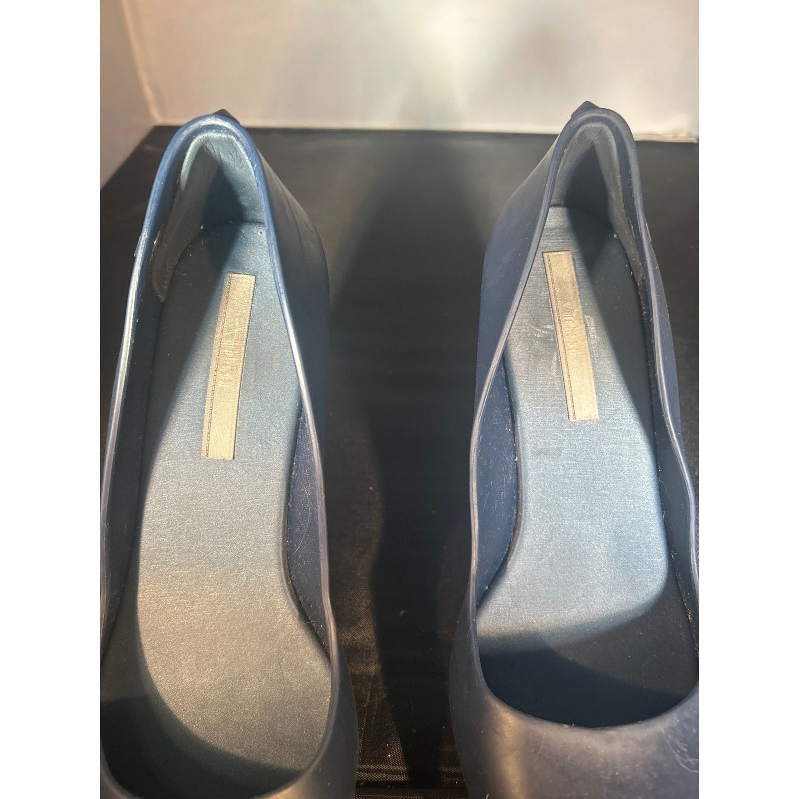 Melissa Melissa Navy Blue Peep Toe Heels with Studded Back Detail Size US 8 / IT 38 - 5 Thumbnail