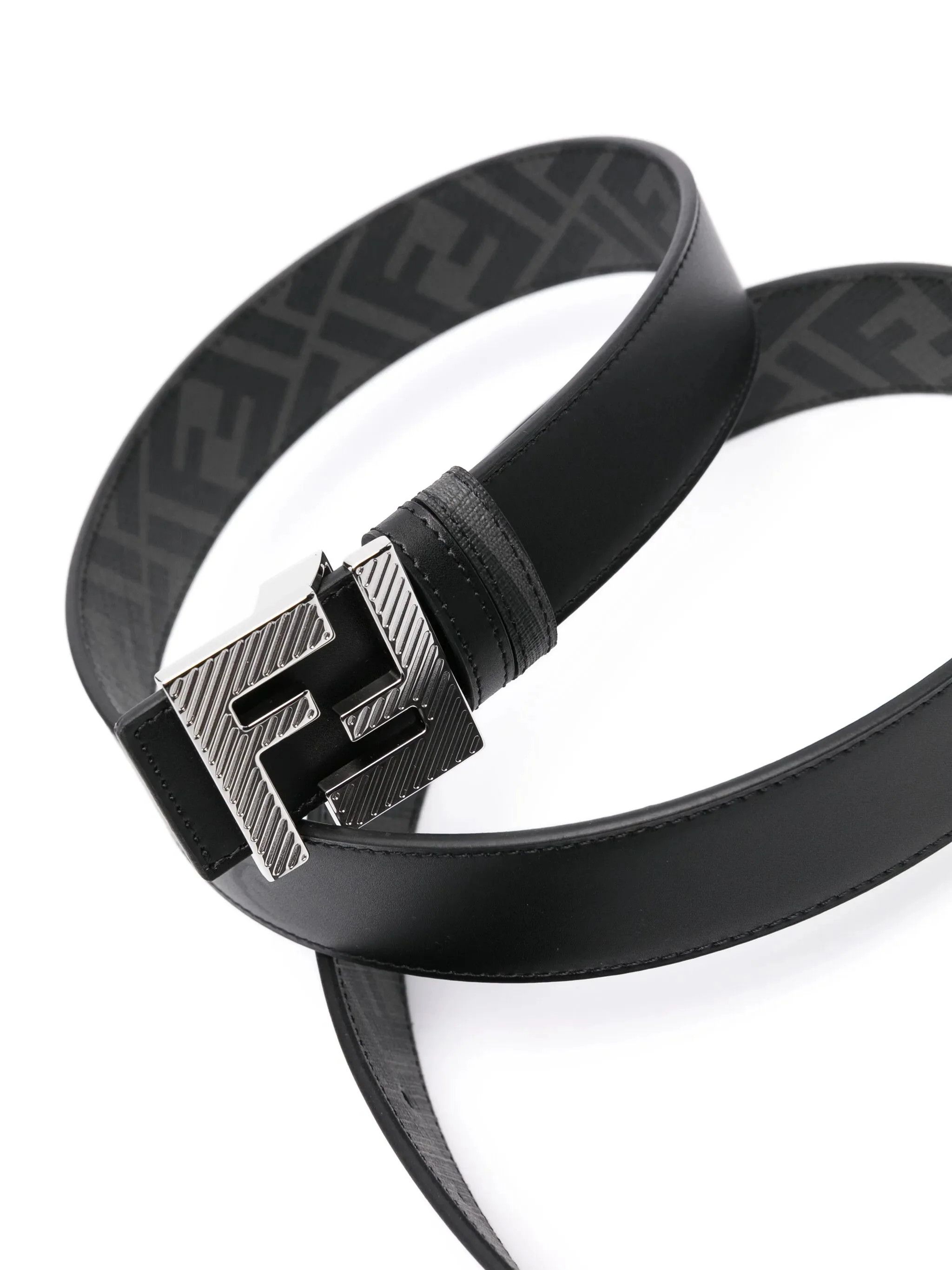 Fendi o1loc1c0625 Size: OS / FF Squared Belt in Black/Grey Size ONE SIZE - 1 Thumbnail