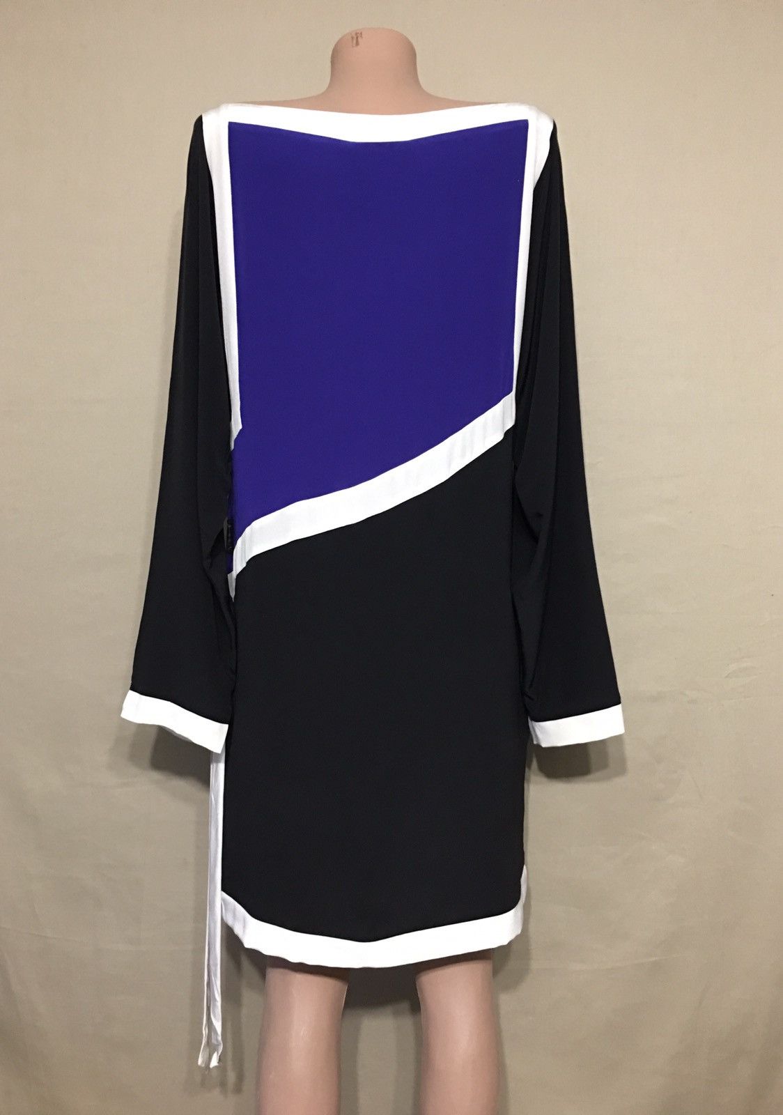 ARMANI Jeans Pure Silk Black Blue Midi Dress EU44 US8