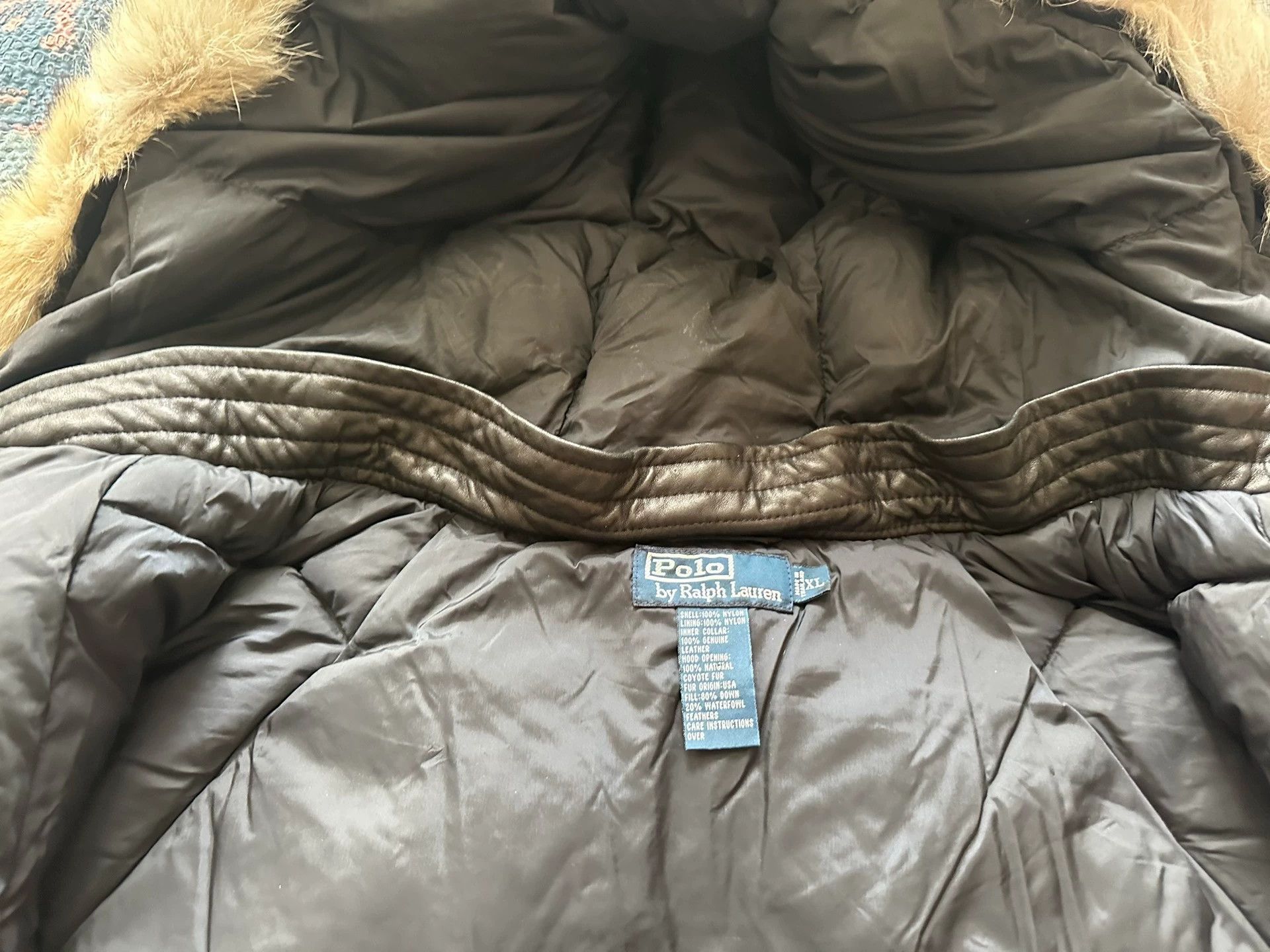 Ralph Lauren RL short wide padded jacket fur collar multi-pocket XL black Size US XL / EU 56 / 4 - 9 Thumbnail