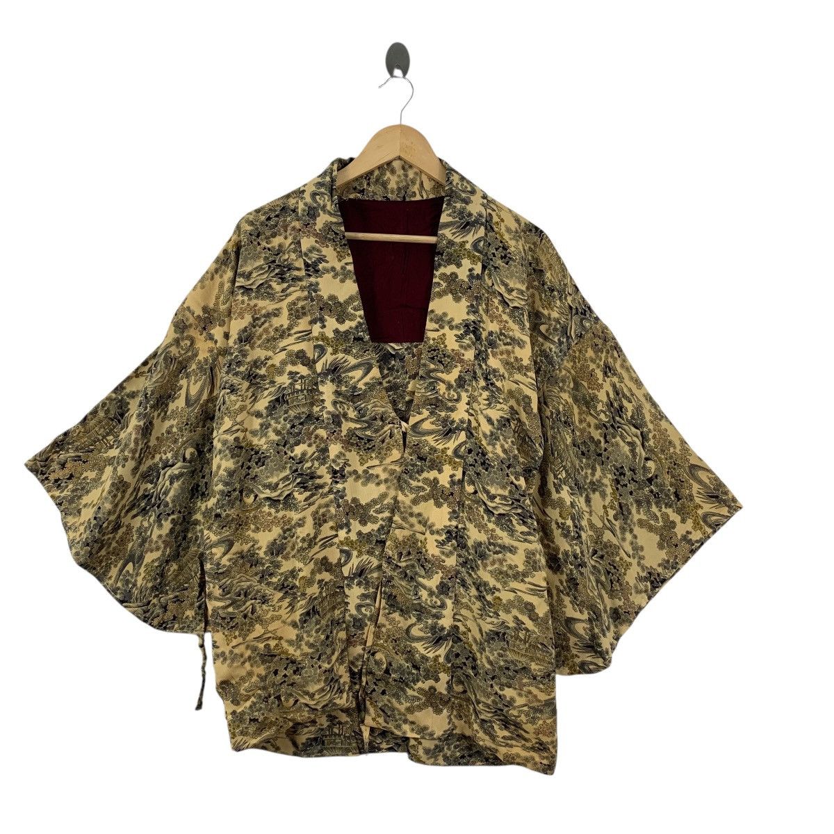 Vintage Vintage 70s KIMONO JAPAN FUKEI MONYO Traditional Landscape Size XXL / US 16-18 / IT 52-54 - 3 Thumbnail