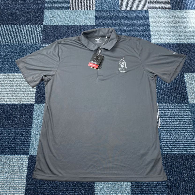 Puma PUMA Golf Polo Shirt Mens L Drycell Relaxed Performance Fit Gray Solid Logo Short Sleeve Collared Button Chest 48 in NWT Size US L / EU 52-54 / 3 - 1 Thumbnail