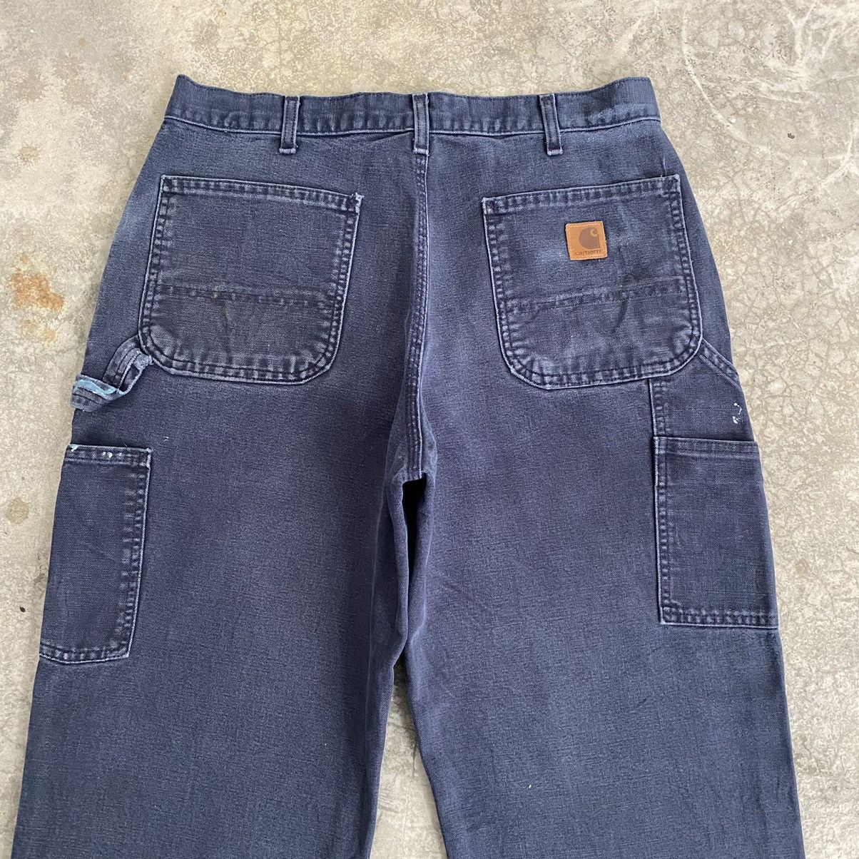 Carhartt VTG Carhartt Faded Midnight Blue Ripped Carpenter Pants Size US 33 - 17 Thumbnail