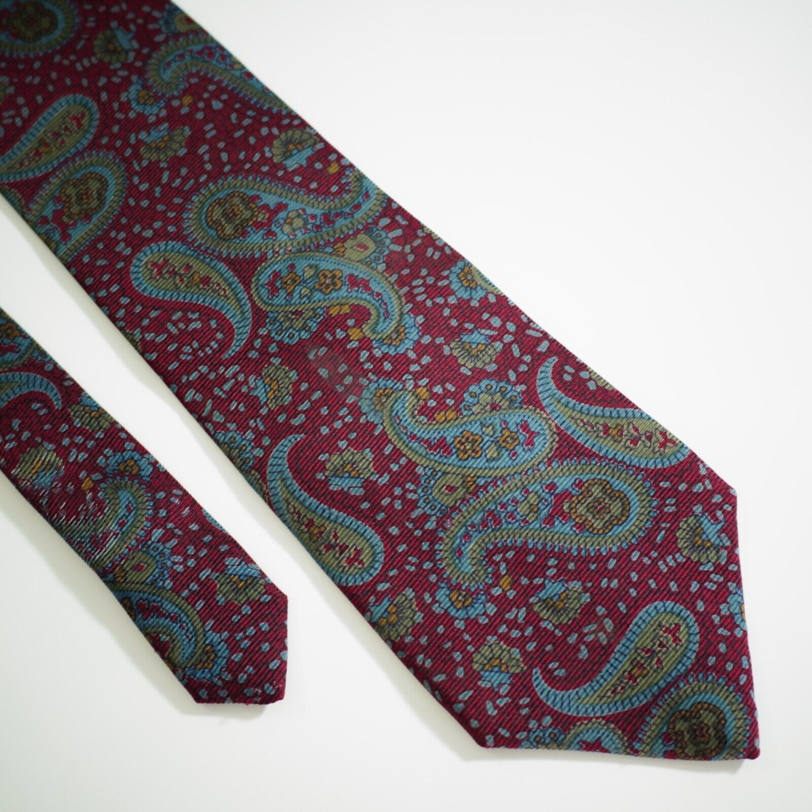 Lanvin Lanvin Paris Red Green Blue Paisley Print Silk Tie Size ONE SIZE - 1 Thumbnail
