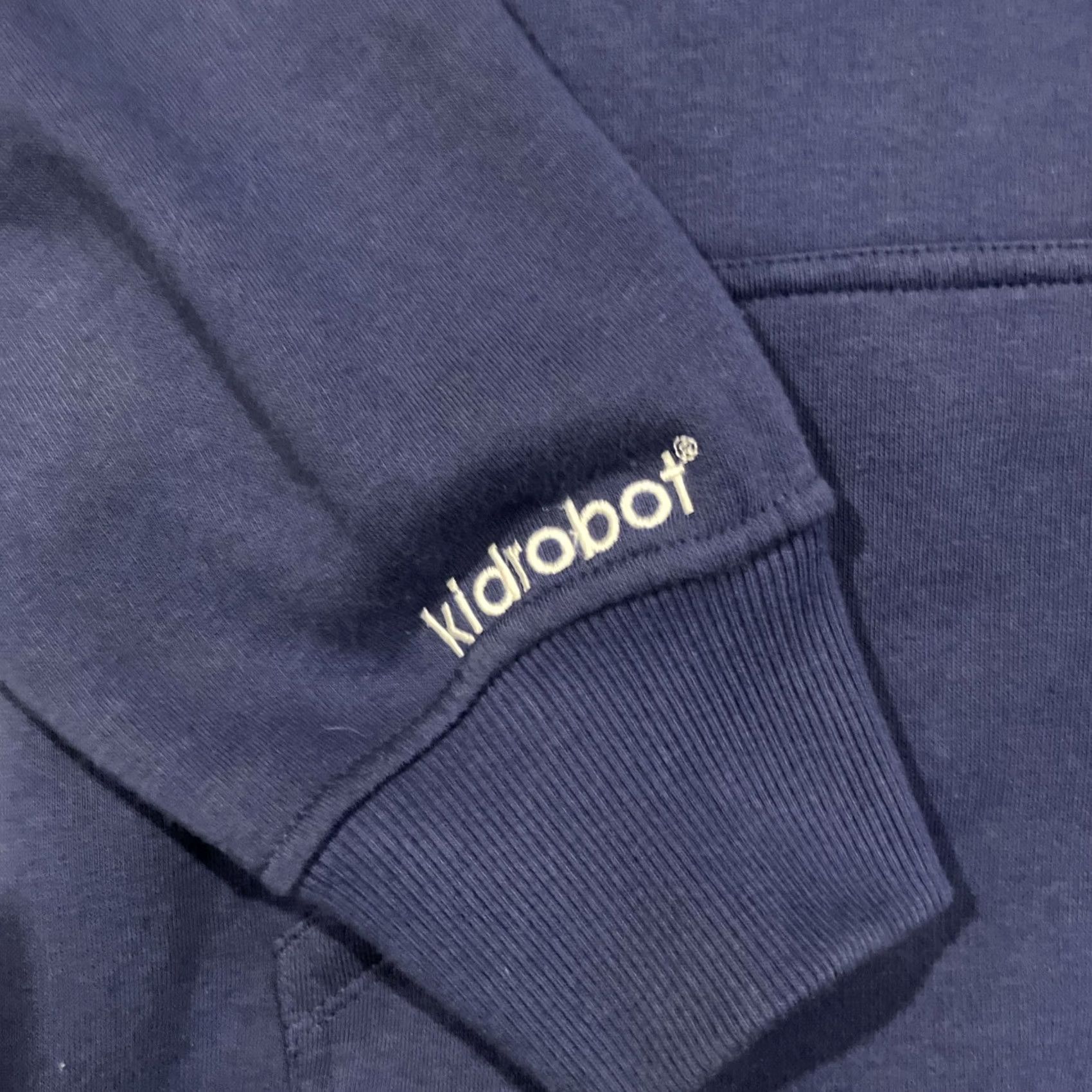 Logo 7 VINTAGE Kidrobot Hoodie Full Zip Up Inverted Logo Men's Large Blue Graphic Print Hooded Pockets Size US L / EU 52-54 / 3 - 3 Thumbnail