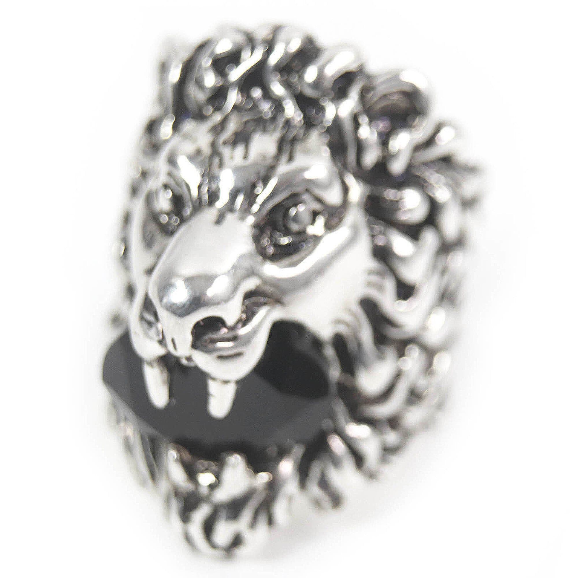 Gucci GUCCI Lion Head Ring, Silver with Colored Stone, Black, Size 16, Comes Box and Dust Bag, Made in Italy, Men's Size ONE SIZE - 1 Thumbnail