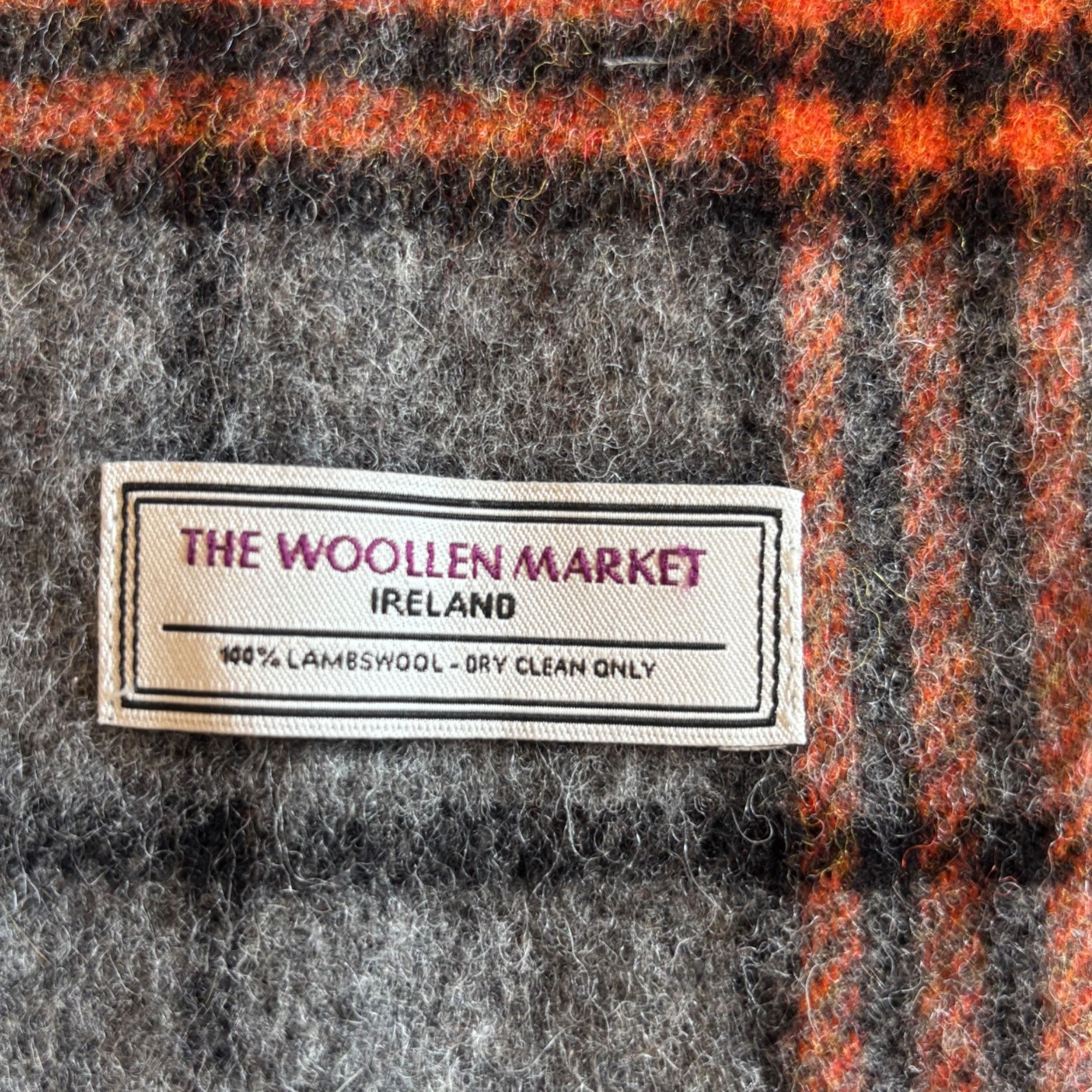 Other The Woolen Market Ireland Wool Plaid Scarf Gray Orange Tarta Size ONE SIZE - 2 Thumbnail