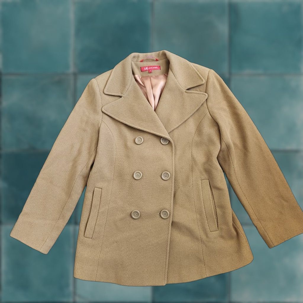 Anne Klein VINTAGE Anne Klein Womens Peacoat Tan Wool Blend Jacket Medium Double Breasted Size M / US 6-8 / IT 42-44 - 1 Thumbnail