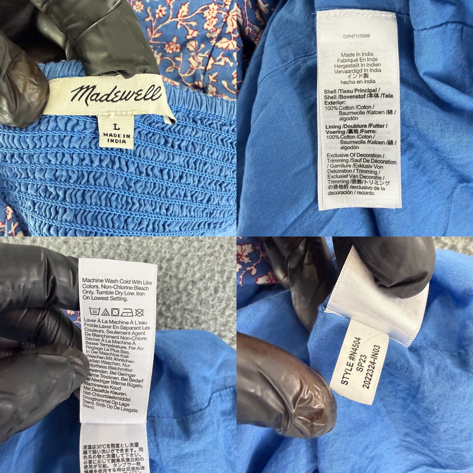 Madewell Madewell Tie Strap Tiered Midi Dress Womens Large Blue Floral Smocked Lined Size L / US 10 / IT 46 - 8 Thumbnail