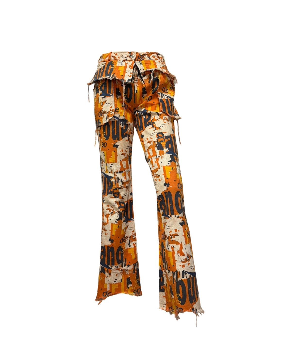 Dior CHRISTIAN DIOR S/S 2001 Graphic Print Cargo Flared Trousers Size 27" / US 4 / IT 40 - 1 Thumbnail