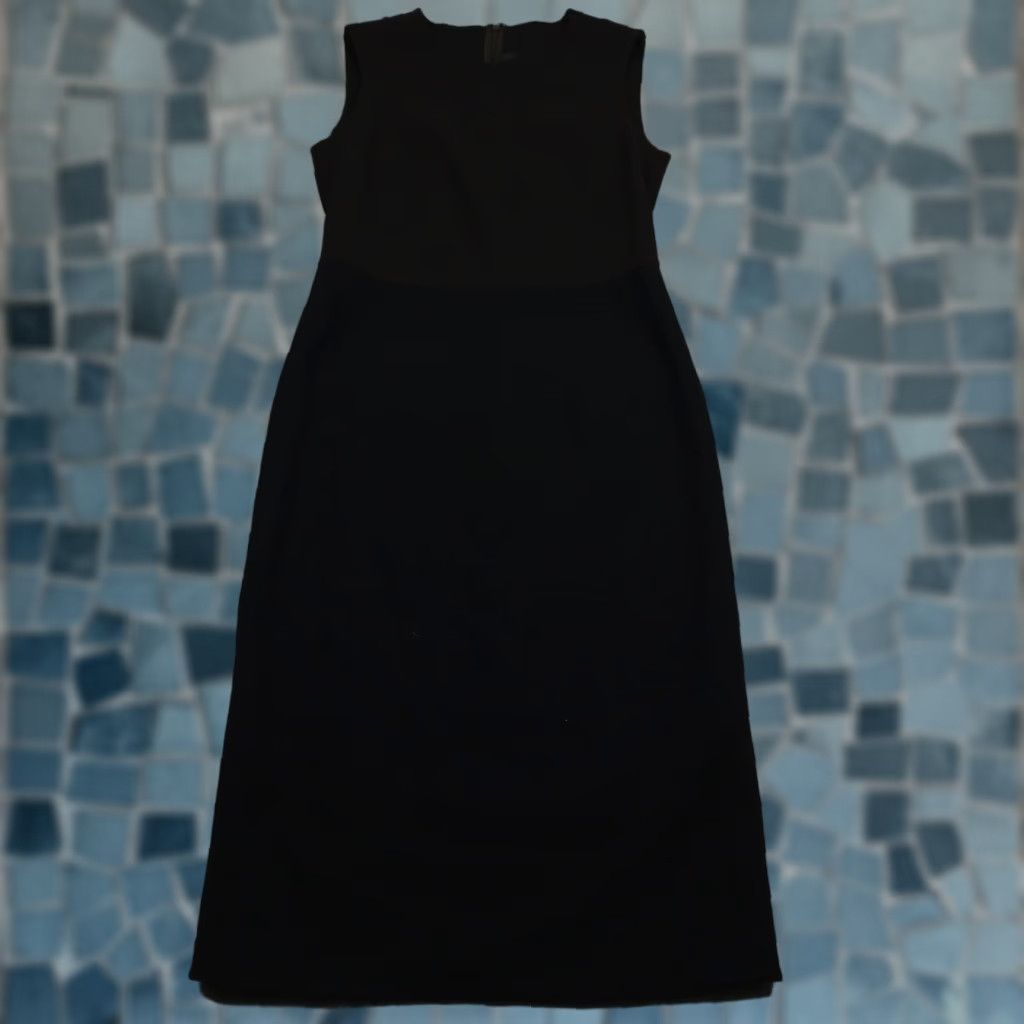 St. John Designer Shift Dress Womens 2 Black Wool Sleeveless Zip Party/Cocktail