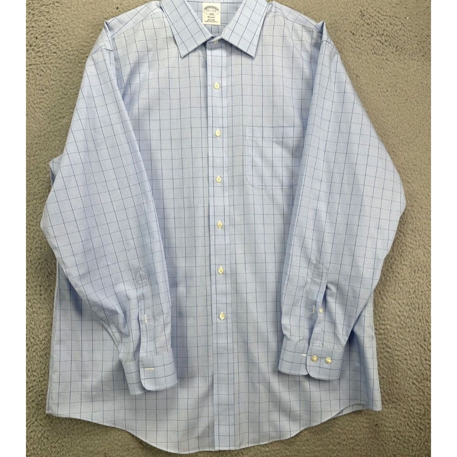 Brooks Brothers Brooks Brothers Shirt Mens 17.5 4-5 1818 Blue Regent Non Iron Dress 100% Cotton Size 48R - 3 Thumbnail
