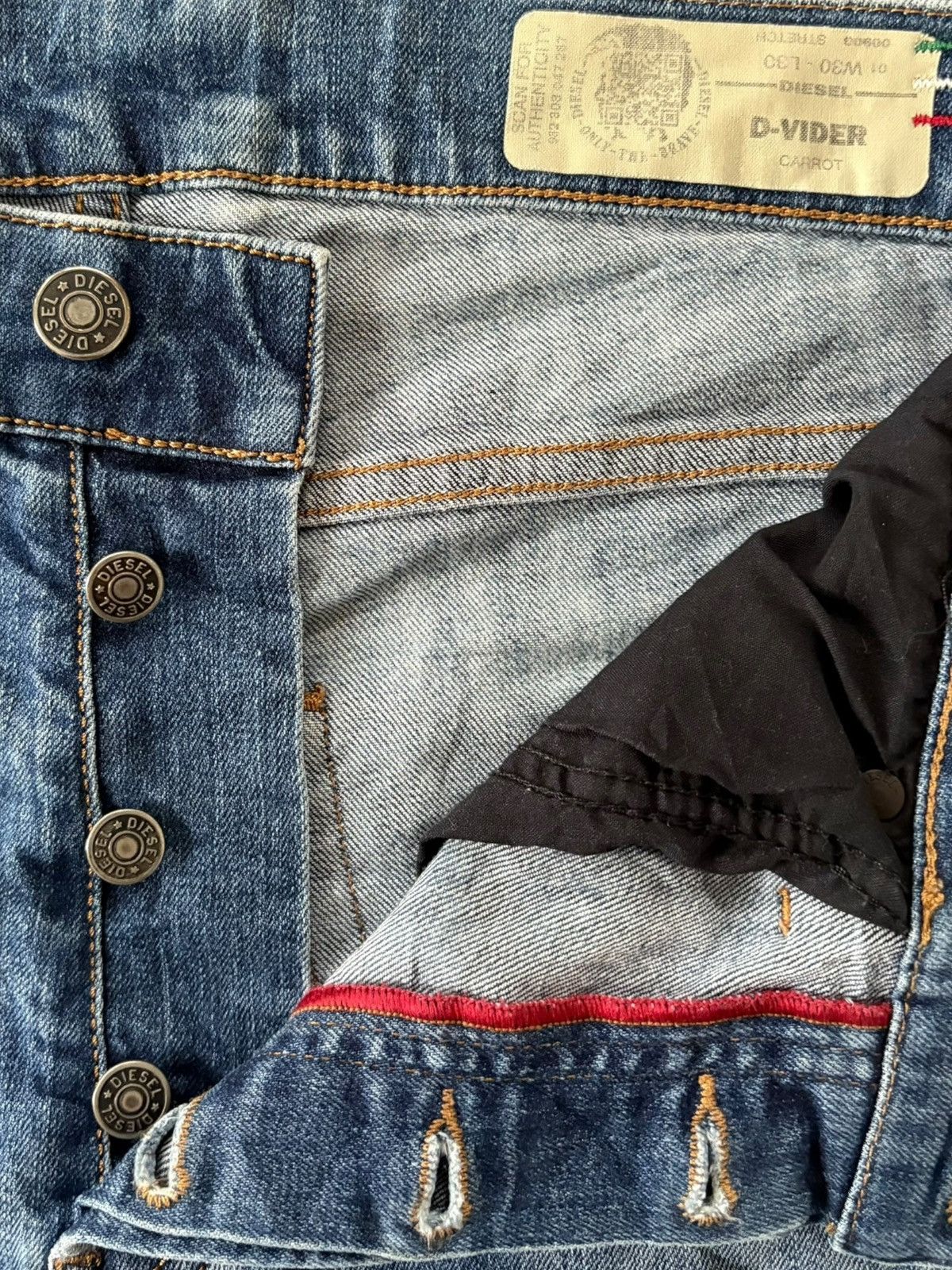 Diesel Vintage Italy Diesel D-Vider Distressed Patched Jeans Size US 30 / EU 46 - 5 Thumbnail