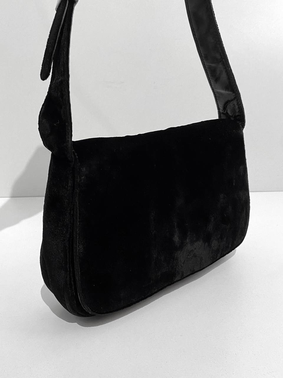 Prada Prada Velvet Leather Black Shoulder Hand Bag Vintage Y2K Size ONE SIZE - 5 Thumbnail