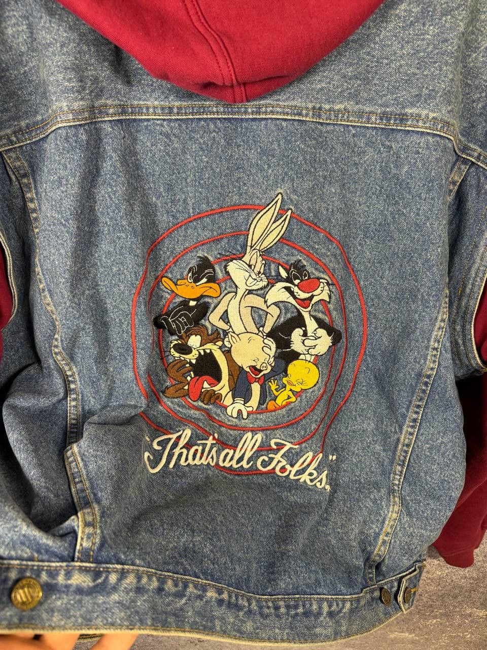 Vintage × Warner Bros ALL FOLKS LOONELY TUNES 1995 WB Hoodie Vest Jacket Denim XL Size US XL / EU 56 / 4 - 19 Thumbnail