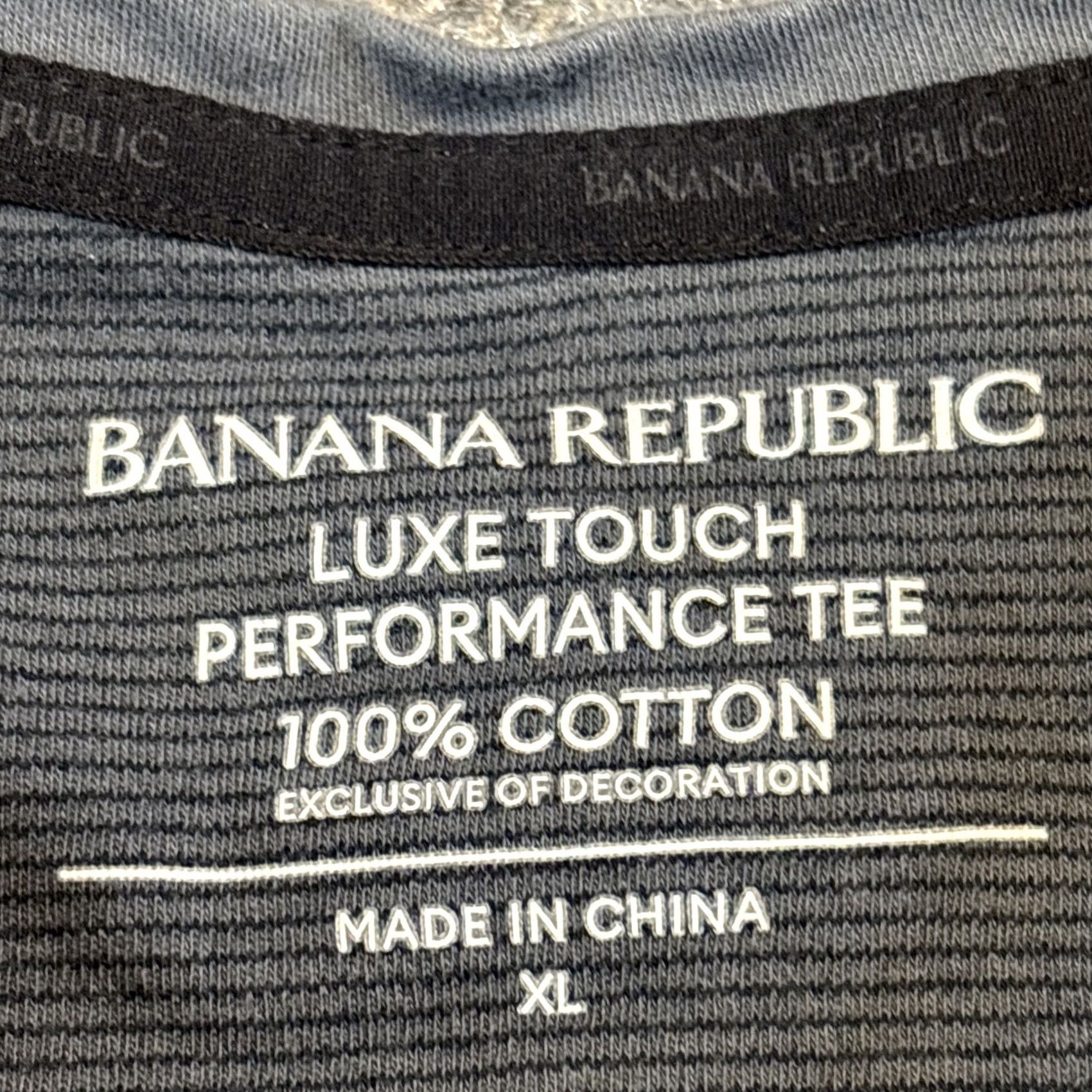 Banana Republic Banana Republic Luxe Touch Performance Tee Men XL Gray Striped Size US XL / EU 56 / 4 - 3 Thumbnail