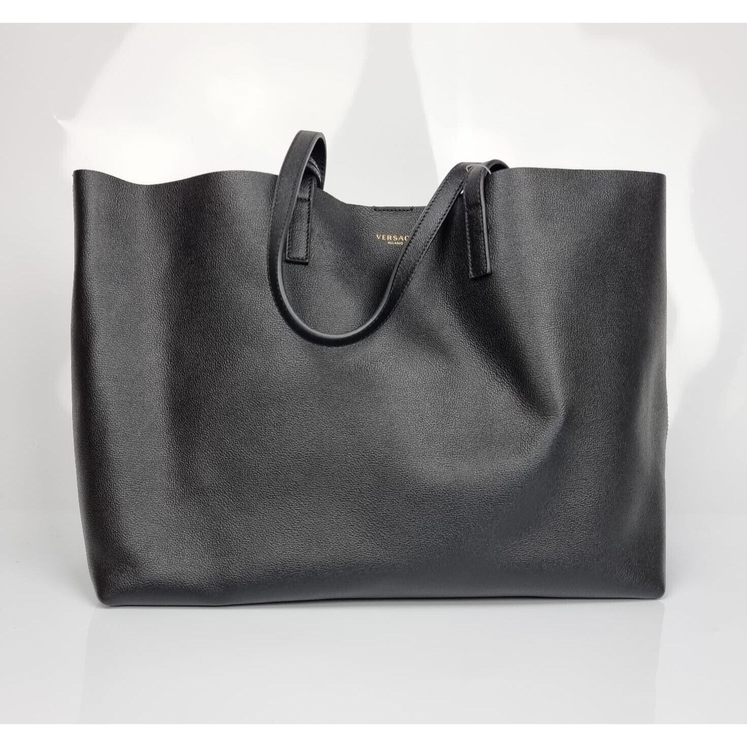 Versace VERSACE Black Leather Tote Bag New Size ONE SIZE - 1 Thumbnail
