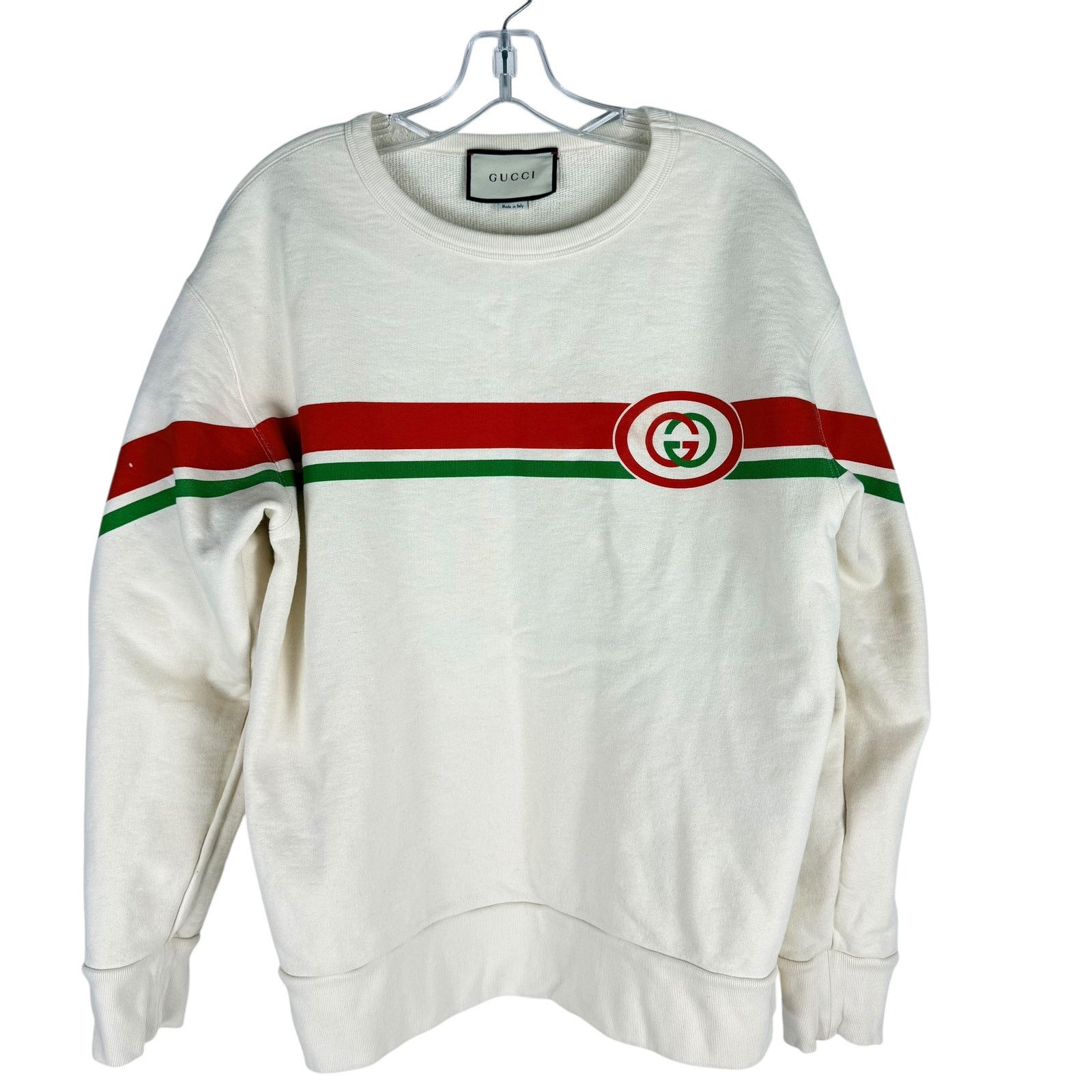 Gucci Gucci Interlocking GG Striped Crew Neck Sweater Off White Size US M / EU 48-50 / 2 - 2 Thumbnail