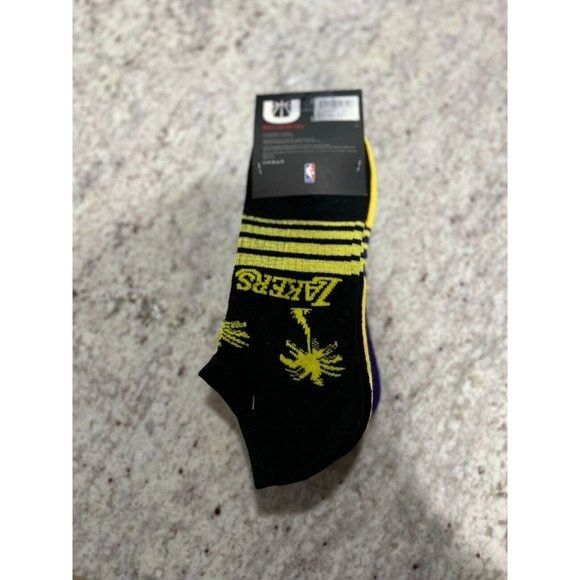 NBA Official NBA U 3 Pair Low Cut Los Angeles Lakers Logo Socks Size ONE SIZE - 4 Thumbnail