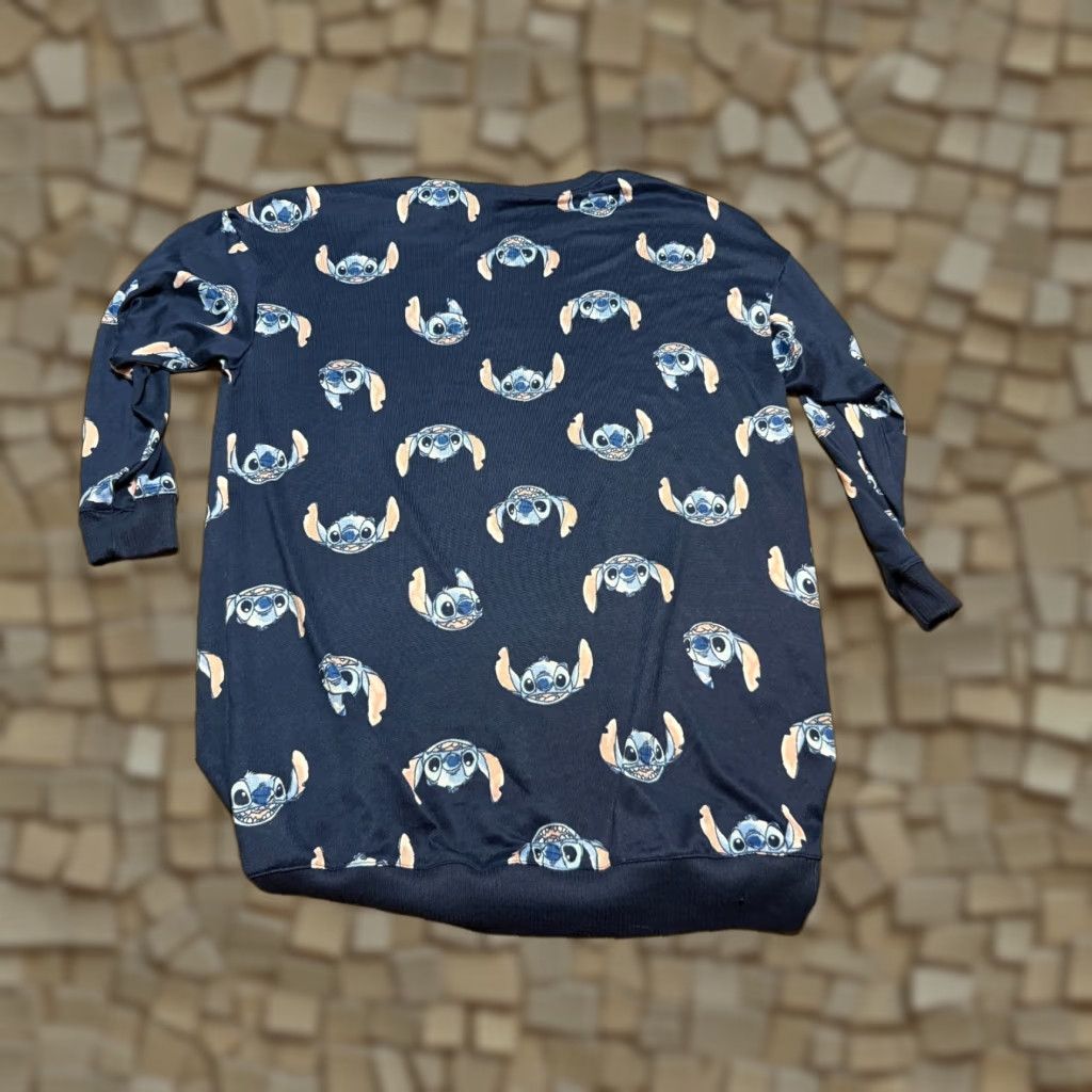 Disney Disney Shirt Womens Large Blue White Pink Long Sleeve Stitch Print Shirt Size L / US 10 / IT 46 - 1 Thumbnail