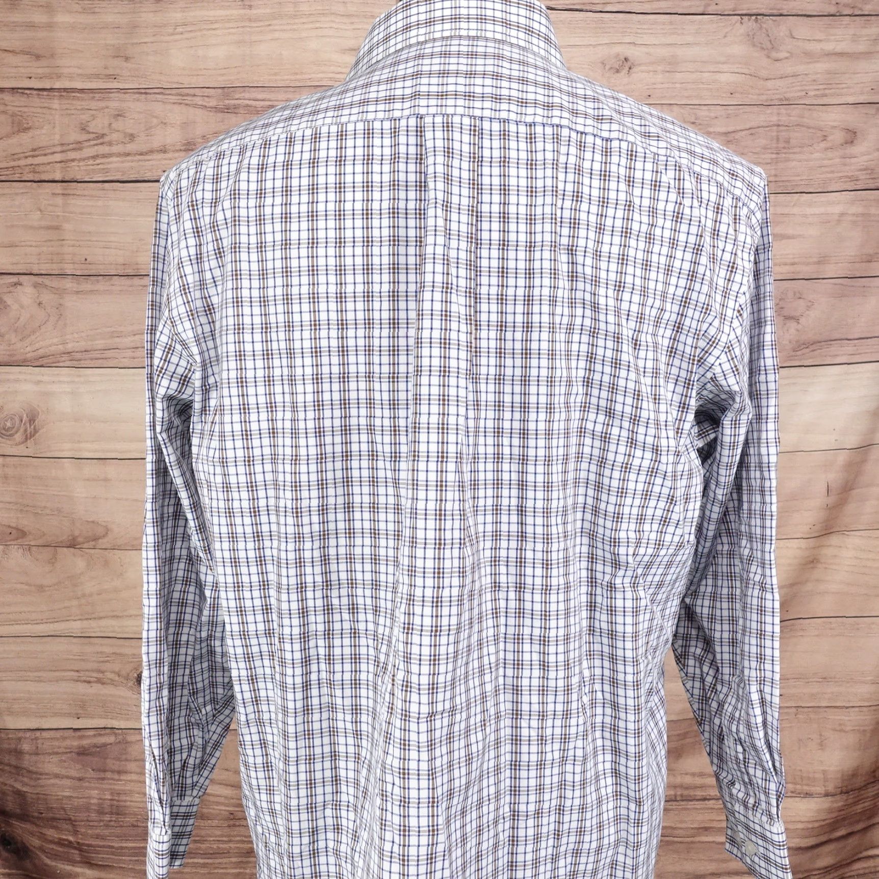 Stafford VINTAGE Stafford Check Dress Shirt Men Long Sleeve Cotton 16.5 Neck Business Casual Formal 90s Size 42R - 4 Thumbnail