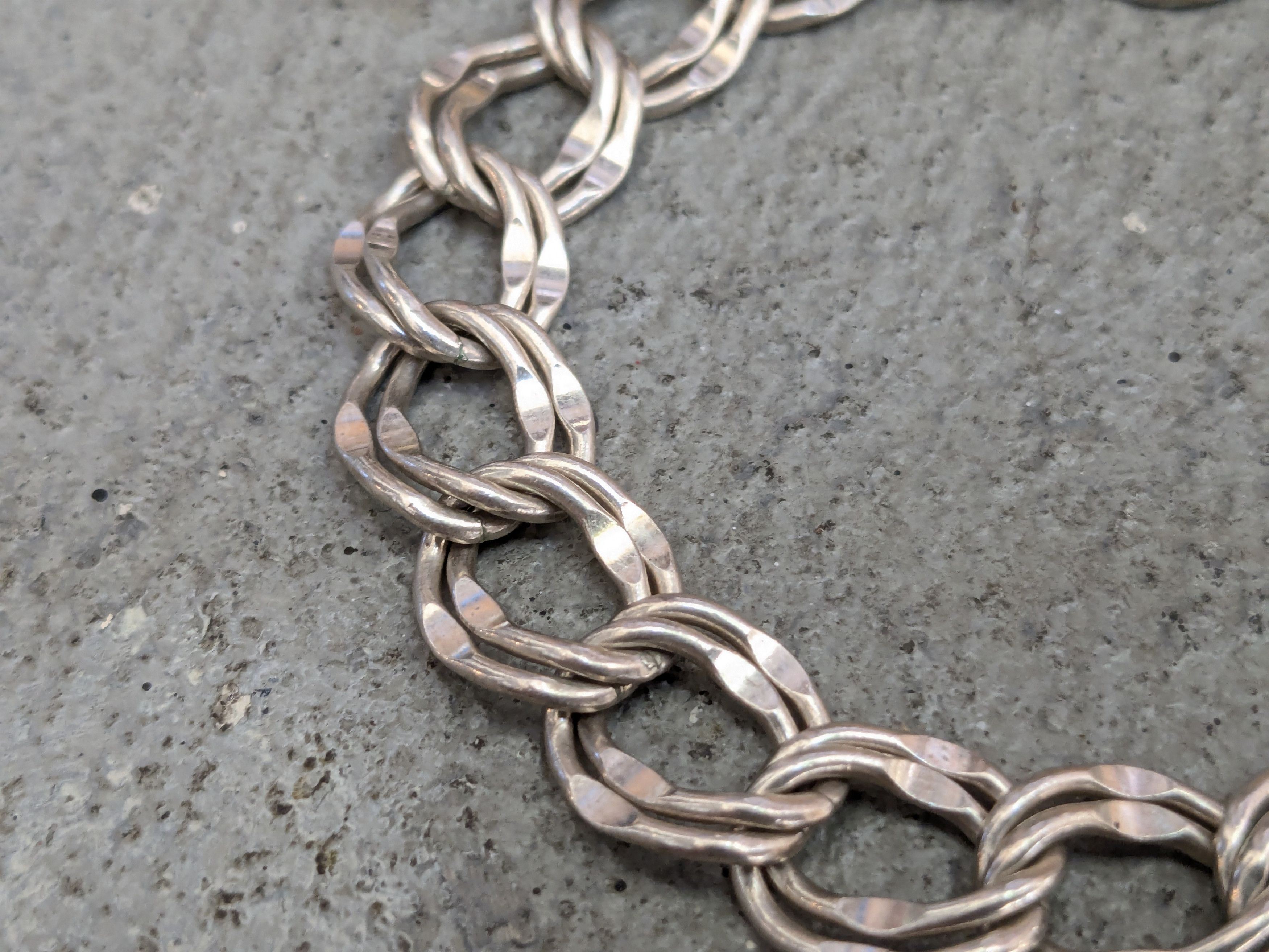 Jewelry Sterling Silver Bracelet Double Curb Charm 7.25" Size ONE SIZE - 2 Thumbnail