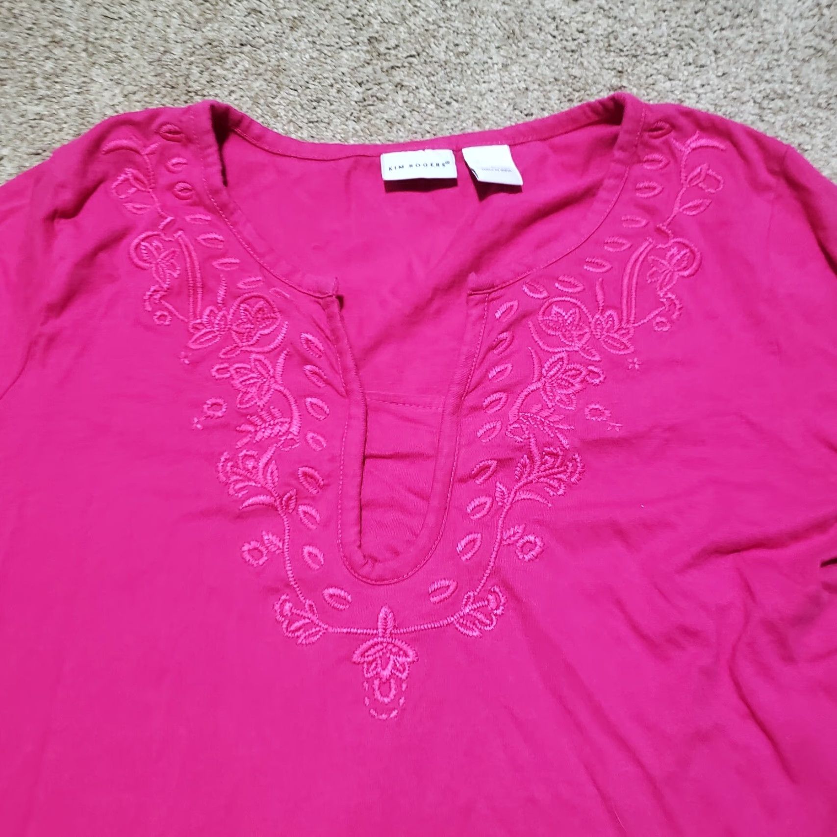 Pinko Kim Rogers Shirt Girls Adult Large Half Sleeve Floral Pink Top 90s? (Note: adjust) Size L / US 10 / IT 46 - 2 Thumbnail