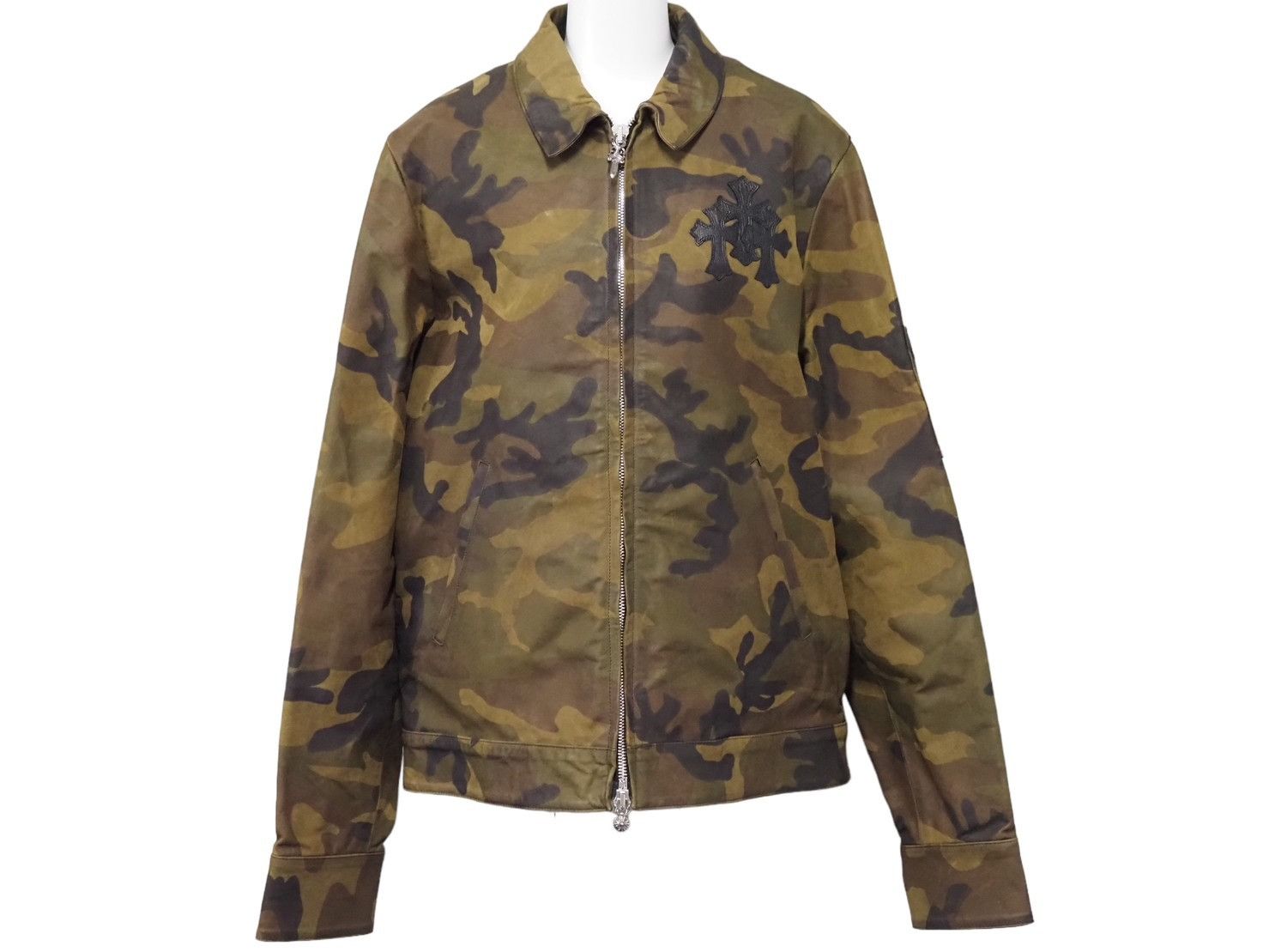 image of Chrome Hearts Leather Cross Jacket in Camo, Men's (Size Medium)