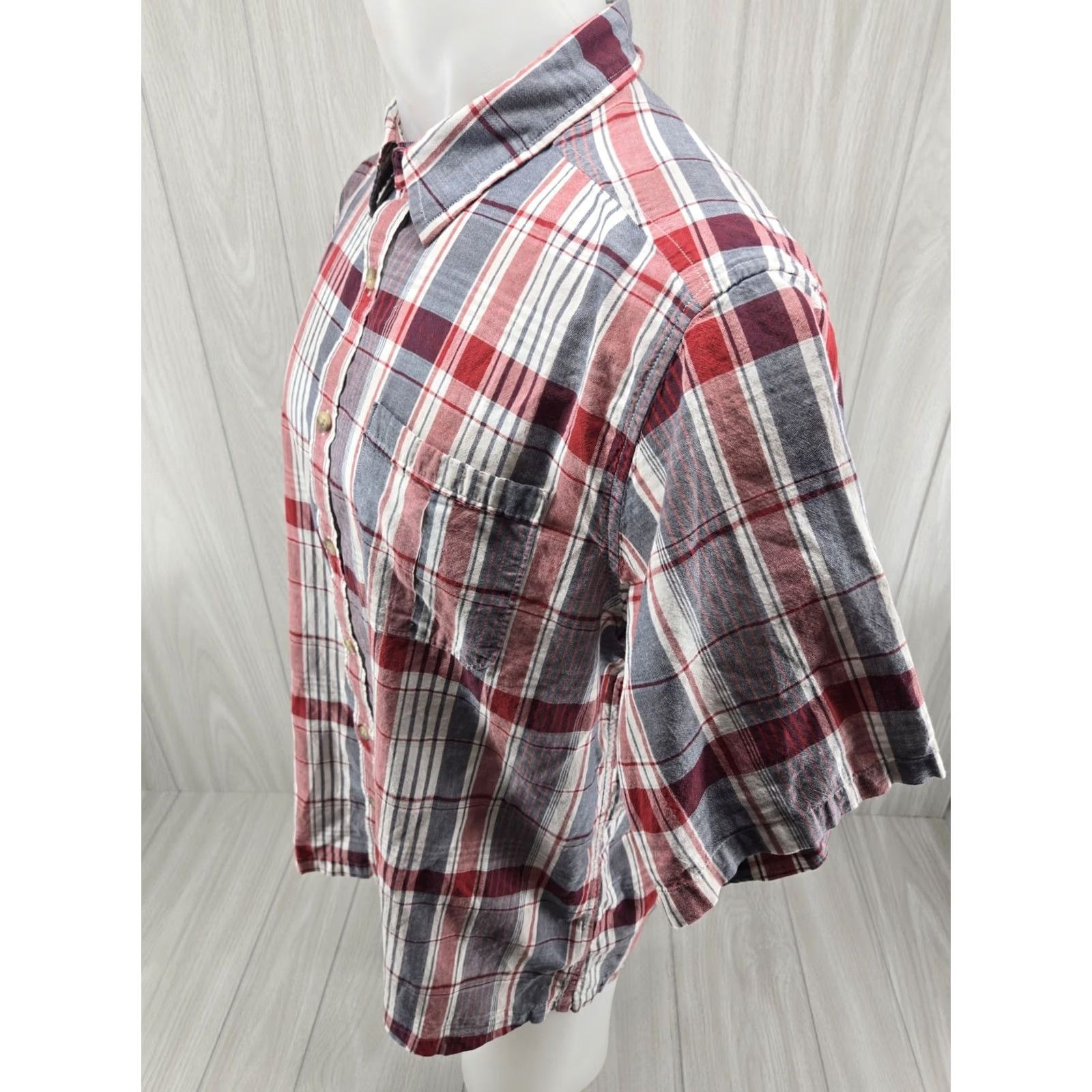 Mountain Khakis Mountain Khakis Plaid Shirt Men's L Button Front Red Cotton Casual Short Sleeve Size US L / EU 52-54 / 3 - 3 Thumbnail