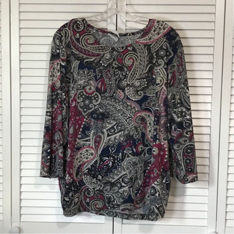Other Bon Worth Y2K Boho Paisley ¾ Sleeve Knit Blouse XL Size XL / US 12-14 / IT 48-50 - 5 Thumbnail