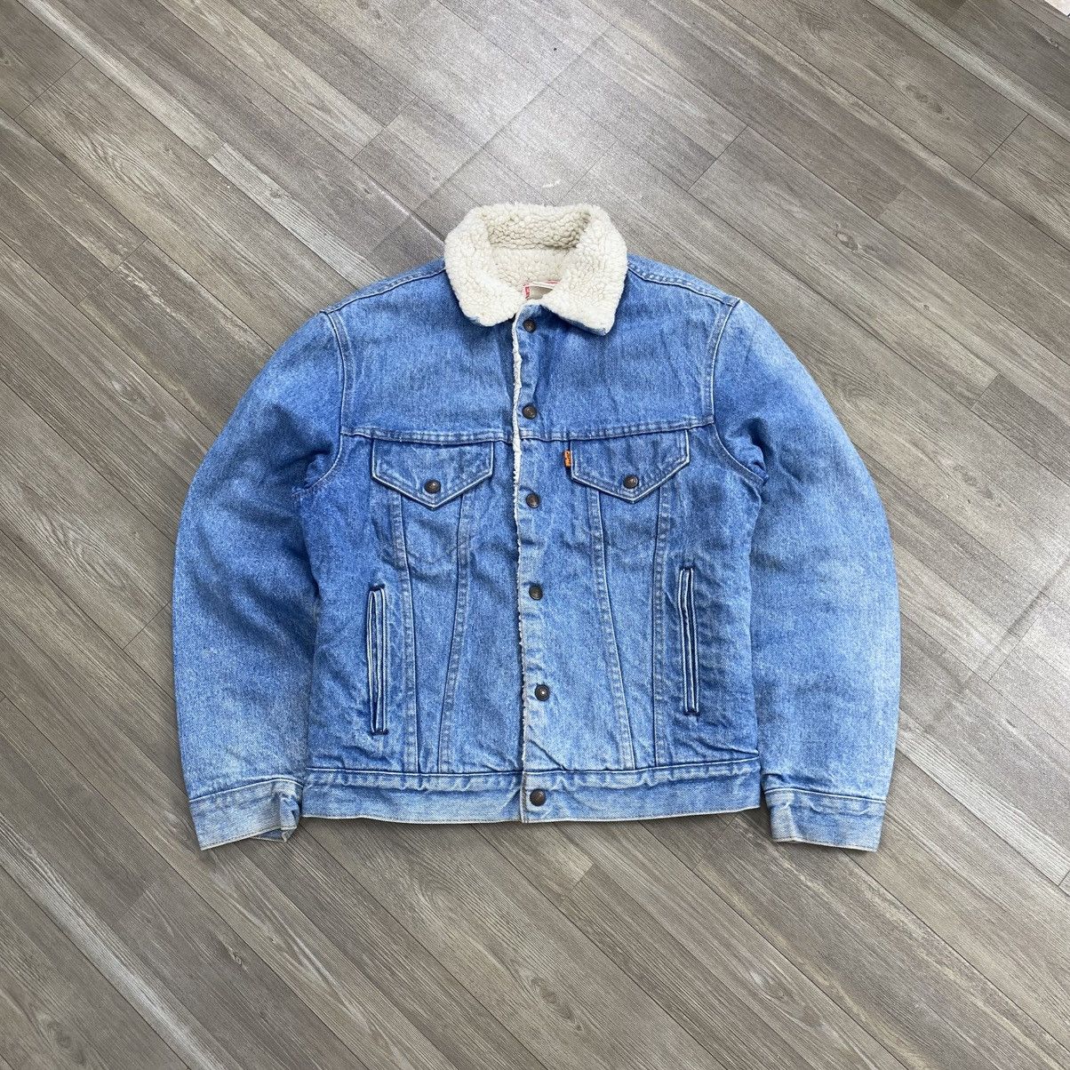 Levi's Vintage Clothing 1980s Vintage Levis Sherpa Orange Tab #527 USA Denim Jacket Size US M / EU 48-50 / 2 - 1 Thumbnail