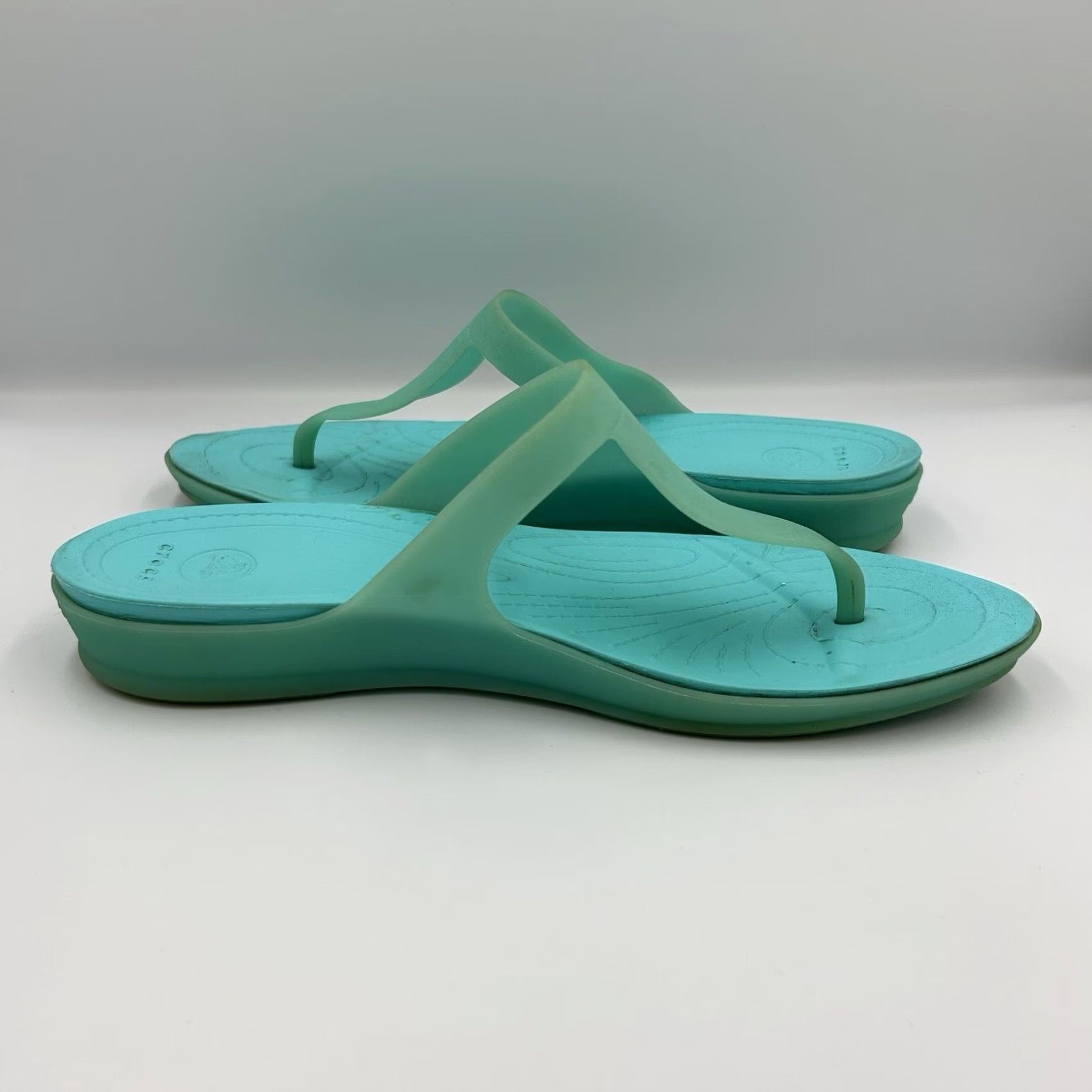 Crocs Crocs Rio Flip Sandal Women Teal 11 Thong Flat Comfort Lightweight Breathable Rubber Summer Beach Shoes Size US 11 / IT 41 - 7 Thumbnail