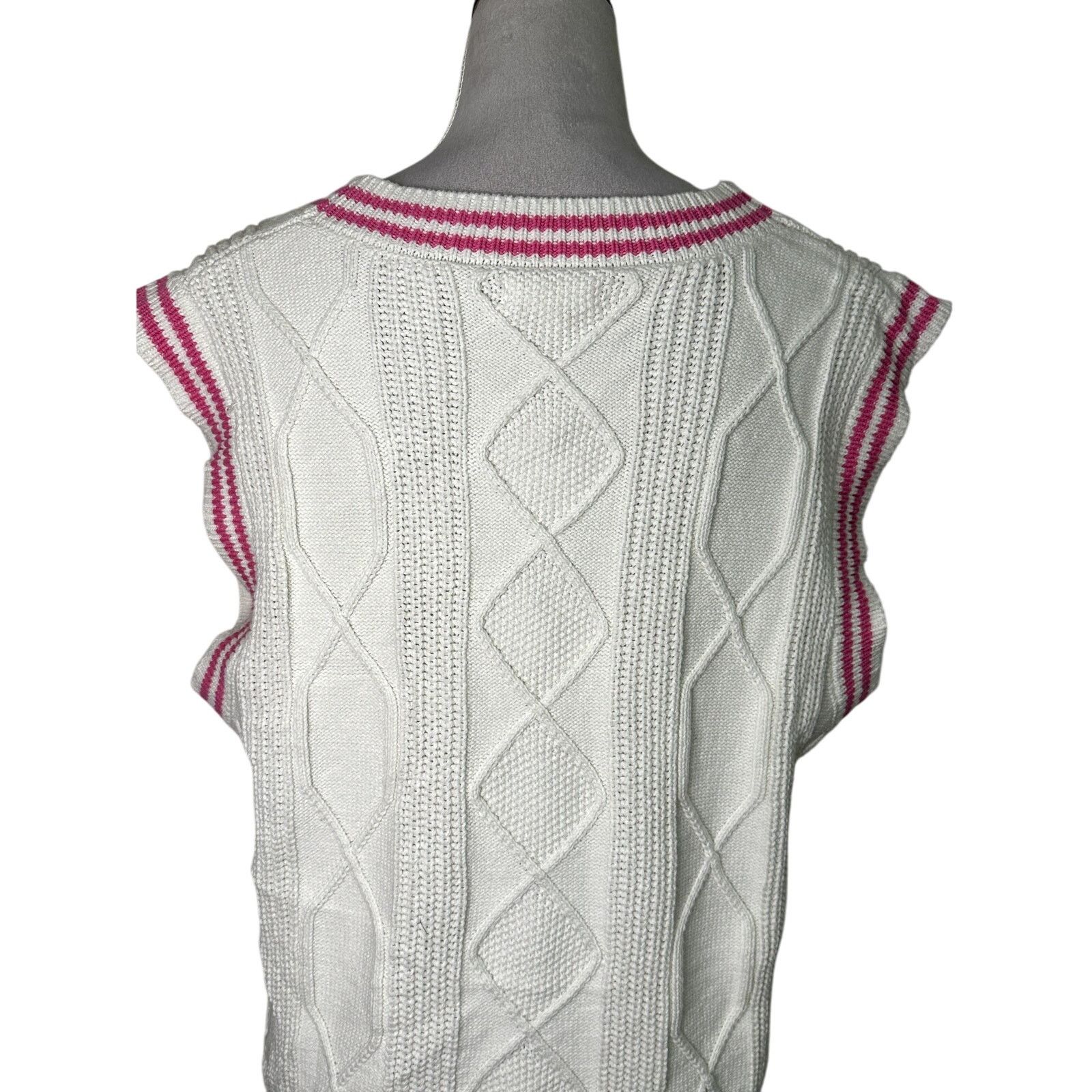 BP. BP Cable Knit Sweater Vest V-Neckline Pink Cream W XS NWT Size XS / US 0-2 / IT 36-38 - 7 Thumbnail