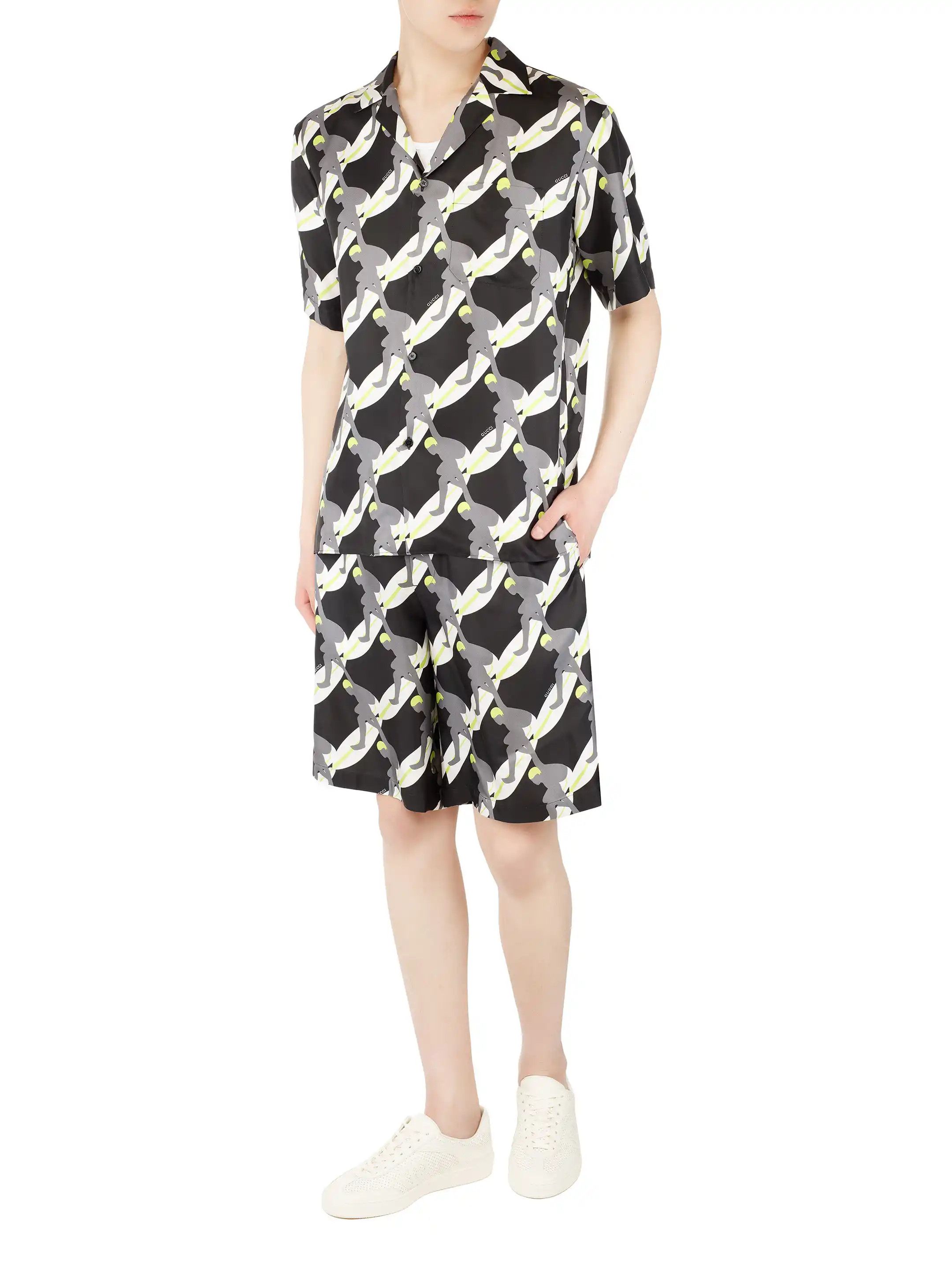 Gucci o1la5ras0426 Printed Silk Twill Shorts in Multicolor Size US 30 / EU 46 - 2 Thumbnail