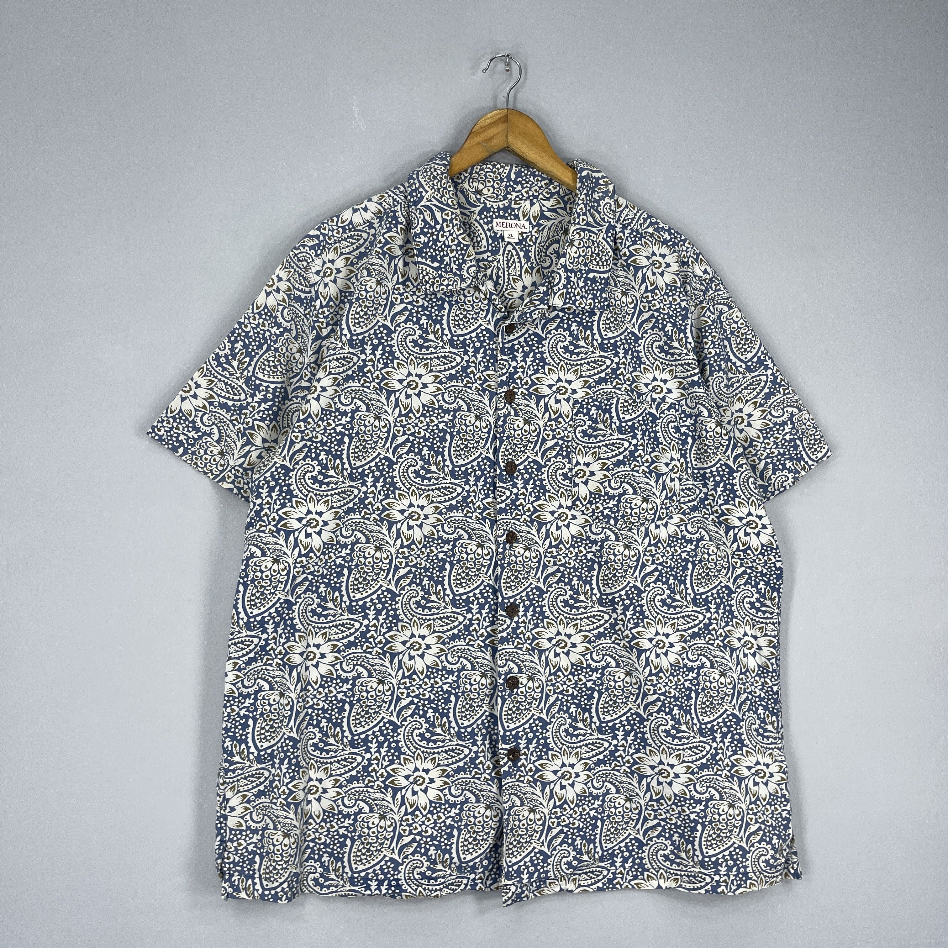 Vintage Vintage Y2K MERONA Hawaiian Paisley Flower Motive Shirt Size US XL / EU 56 / 4 - 4 Thumbnail